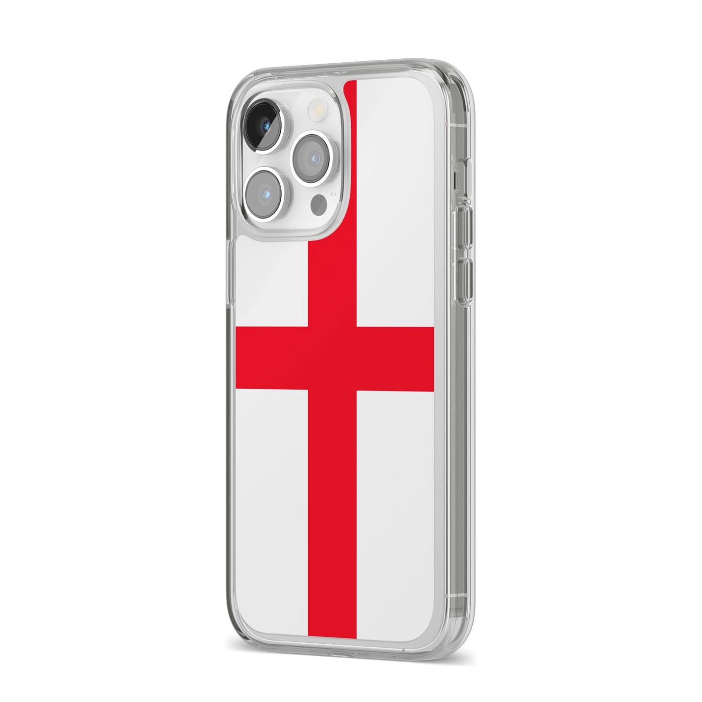 England Flag iPhone 14 Pro Max Clear Tough Case Silver Angled Image