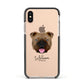 English Bulldog Personalised Apple iPhone Xs Impact Case Black Edge on Gold Phone