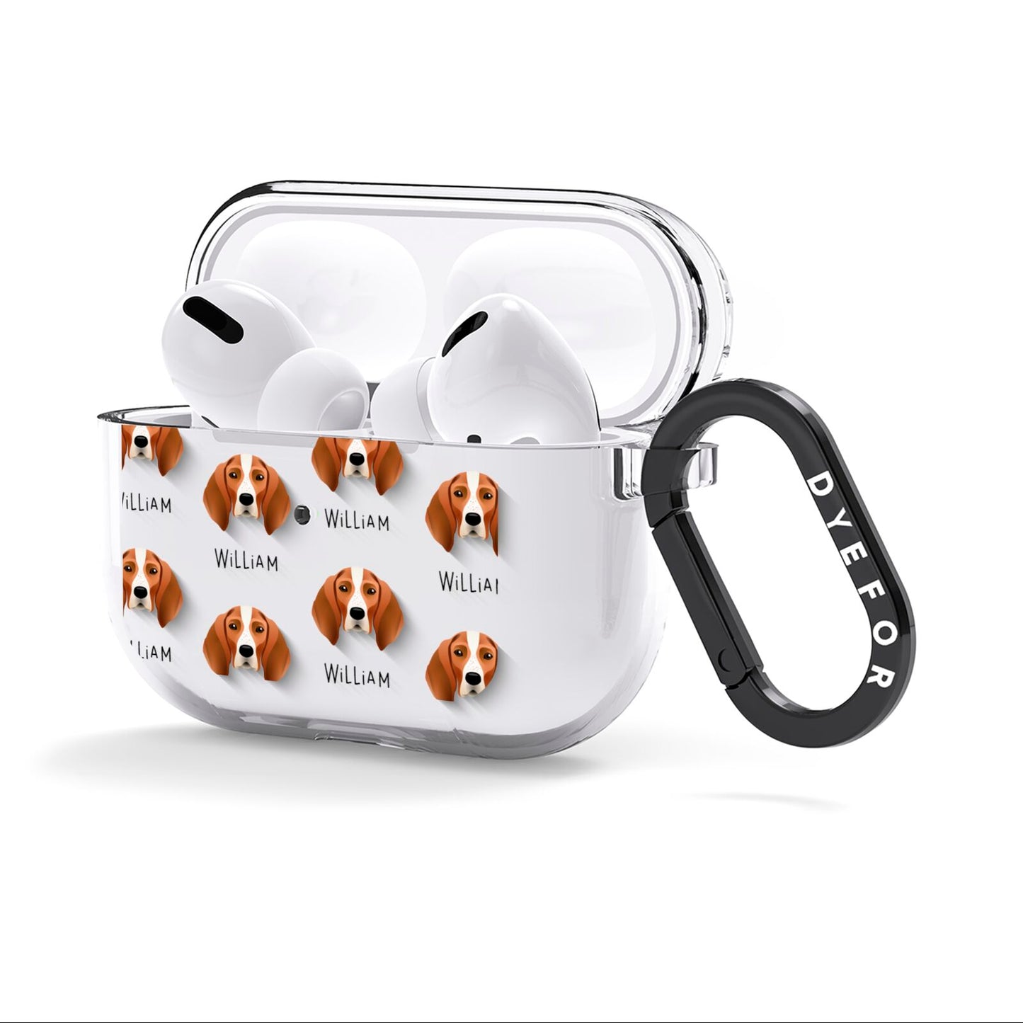 English Coonhound Icon with Name AirPods Clear Case 3rd Gen Side Image