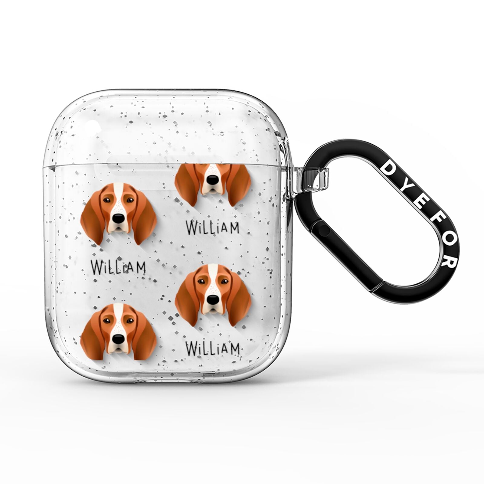 English Coonhound Icon with Name AirPods Glitter Case