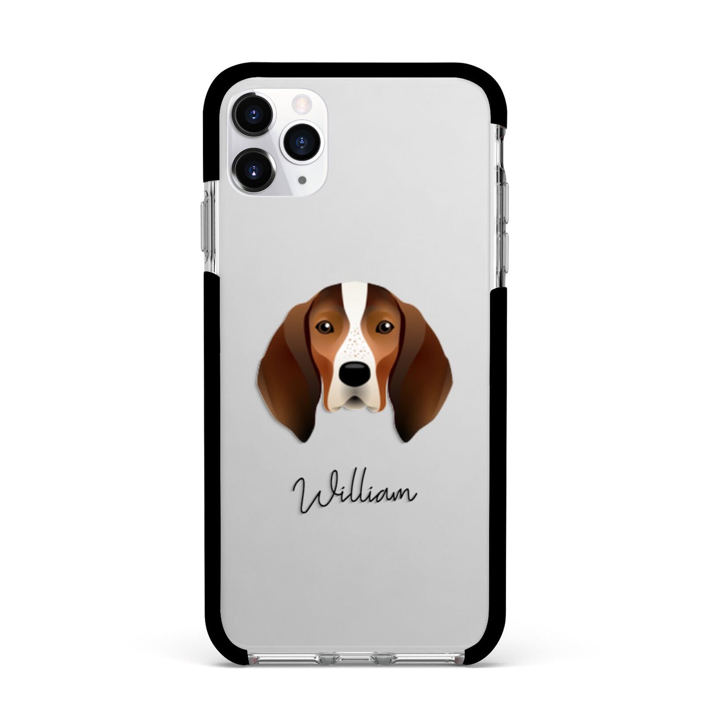 English Coonhound Personalised Apple iPhone 11 Pro Max in Silver with Black Impact Case