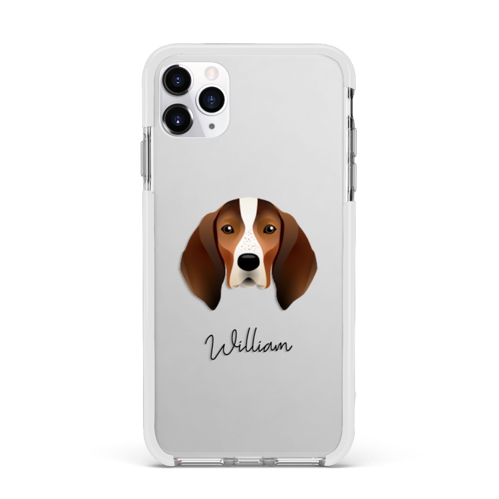 English Coonhound Personalised Apple iPhone 11 Pro Max in Silver with White Impact Case