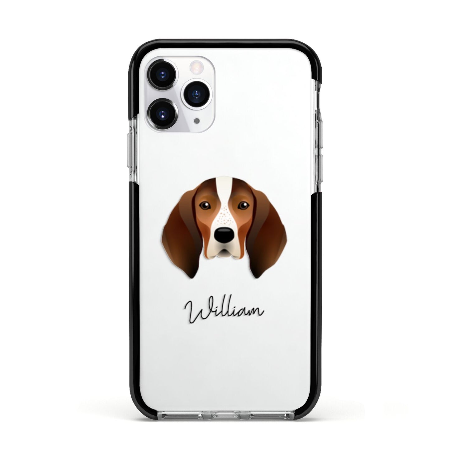English Coonhound Personalised Apple iPhone 11 Pro in Silver with Black Impact Case