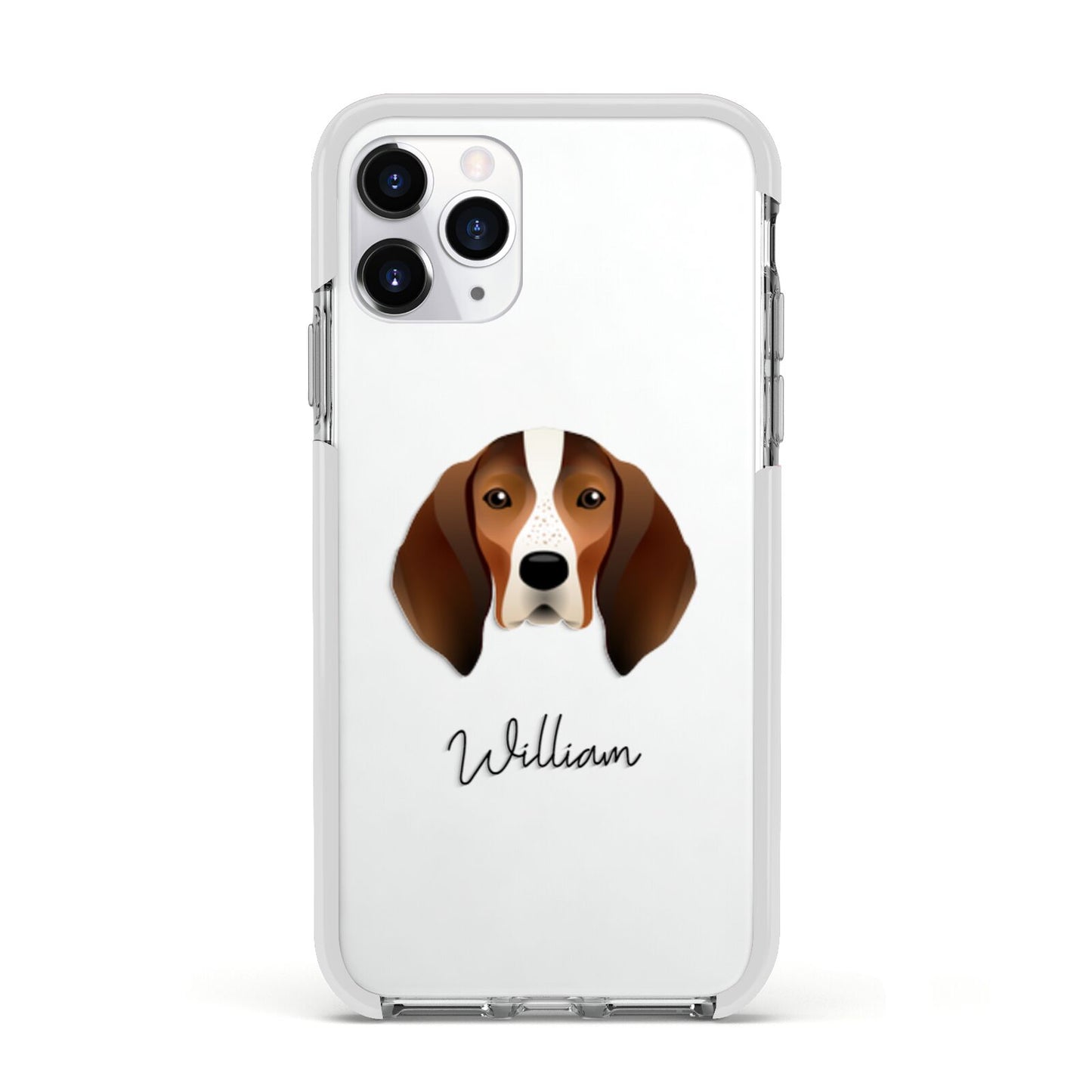 English Coonhound Personalised Apple iPhone 11 Pro in Silver with White Impact Case