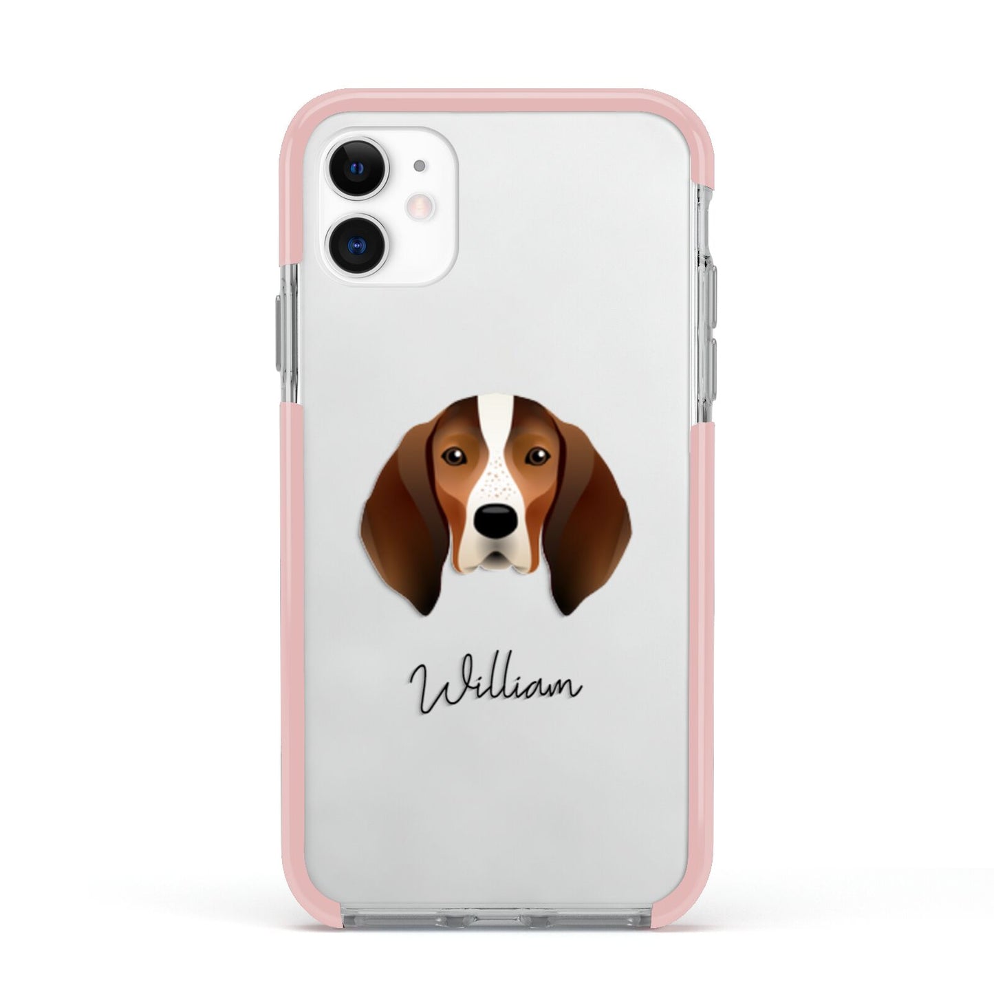 English Coonhound Personalised Apple iPhone 11 in White with Pink Impact Case