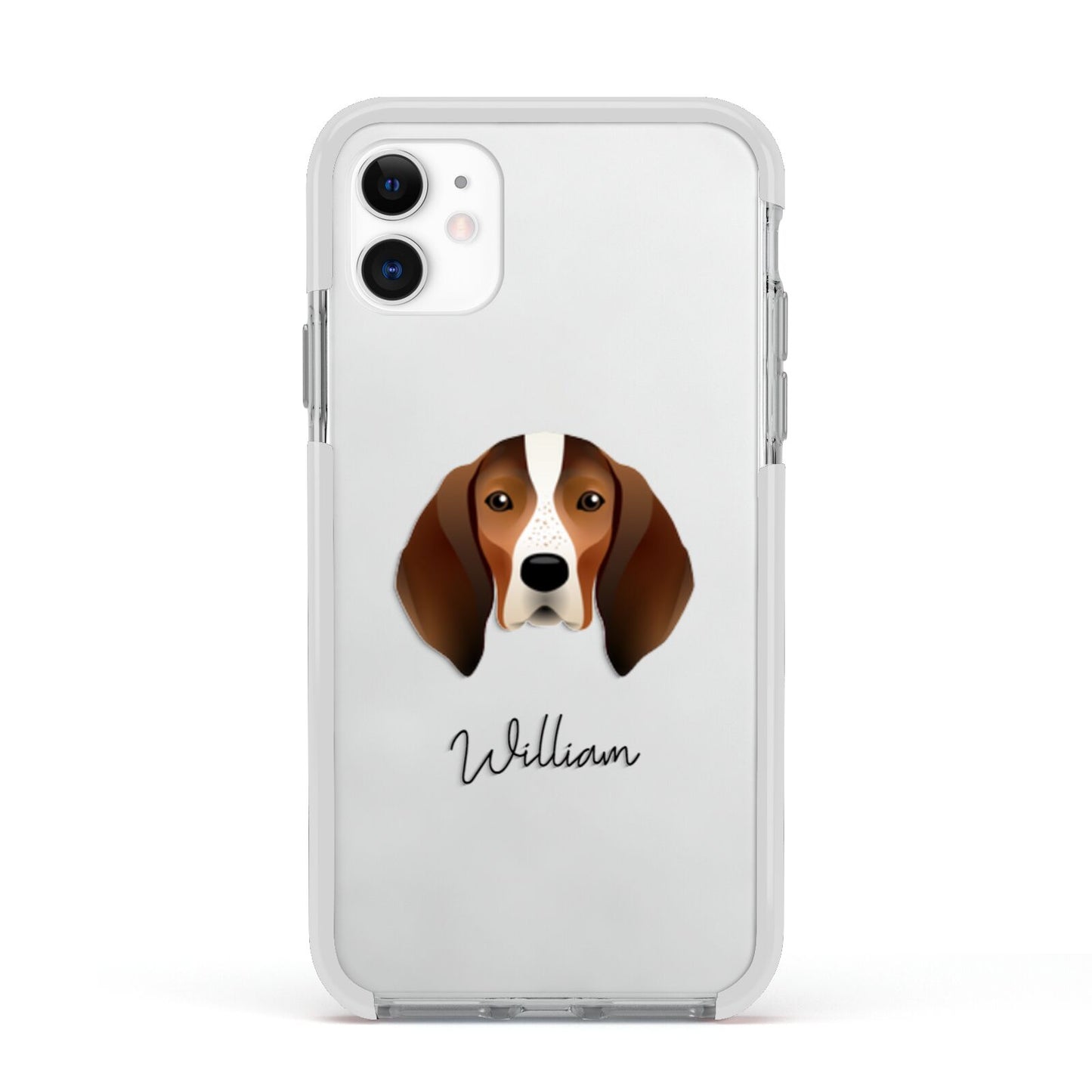 English Coonhound Personalised Apple iPhone 11 in White with White Impact Case