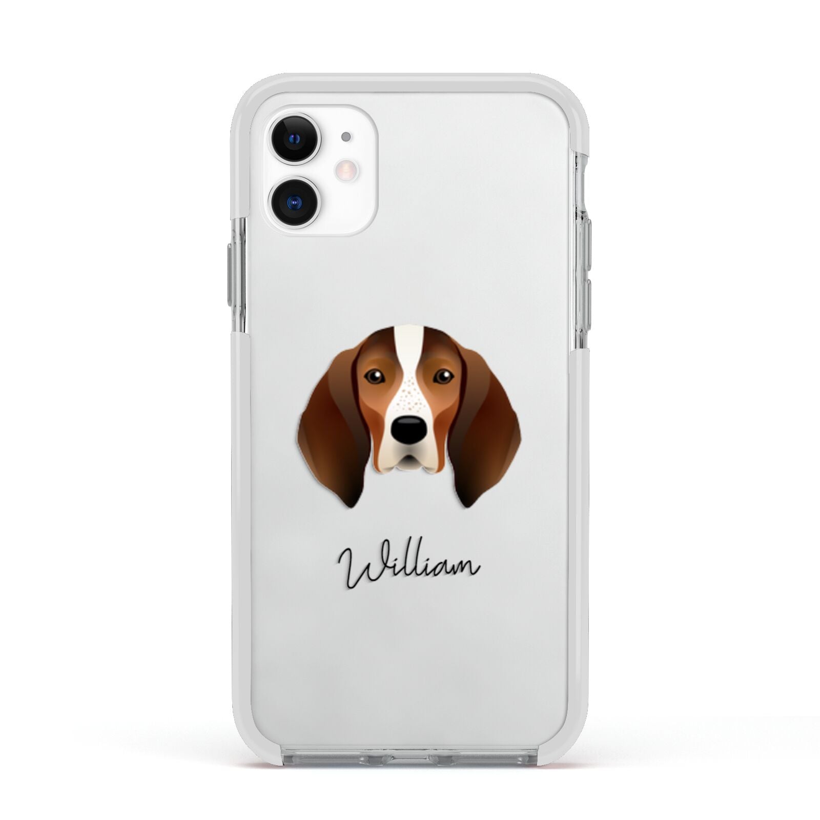 English Coonhound Personalised Apple iPhone 11 in White with White Impact Case
