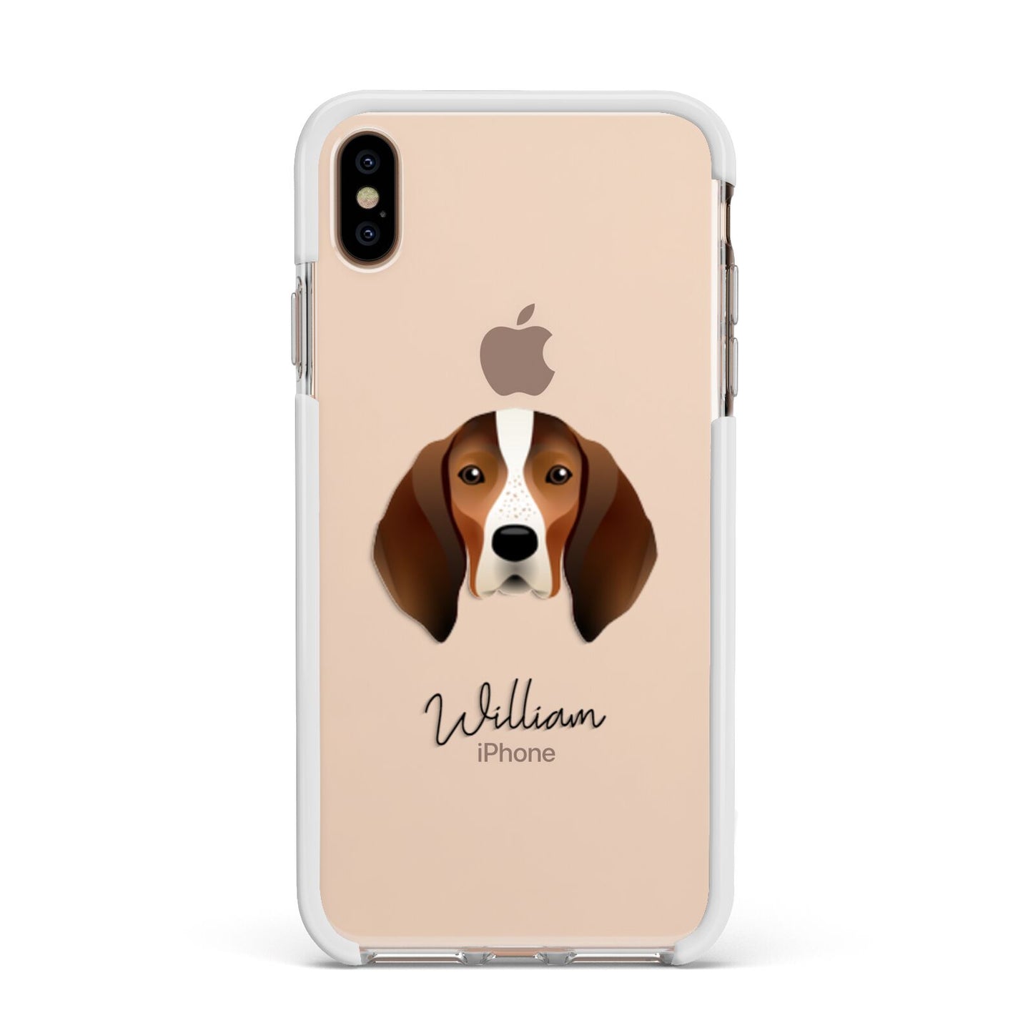 English Coonhound Personalised Apple iPhone Xs Max Impact Case White Edge on Gold Phone