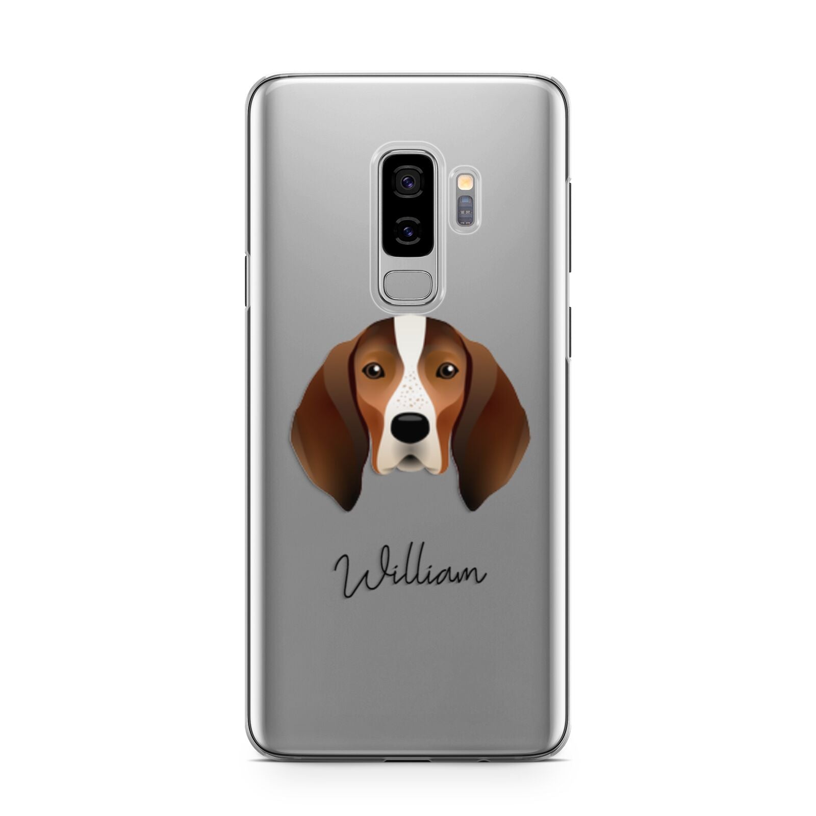 English Coonhound Personalised Samsung Galaxy S9 Plus Case on Silver phone