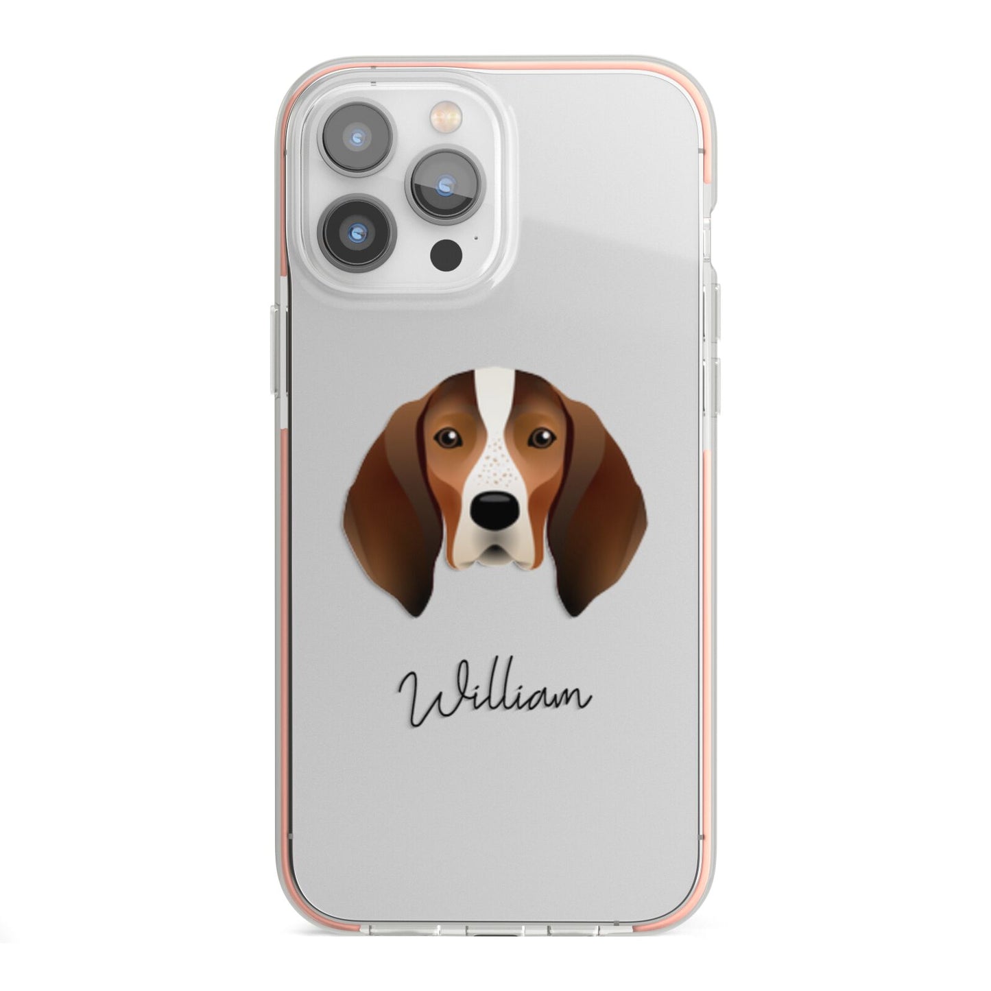 English Coonhound Personalised iPhone 13 Pro Max TPU Impact Case with Pink Edges
