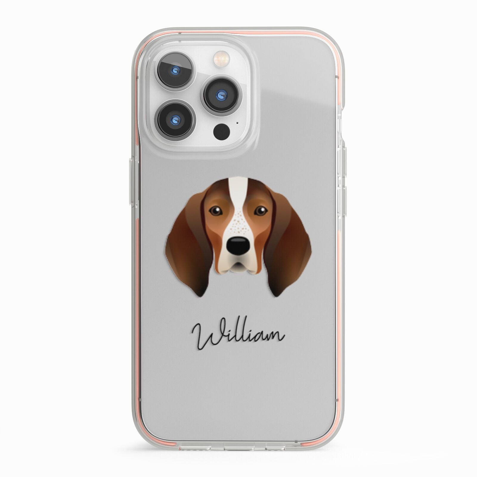 English Coonhound Personalised iPhone 13 Pro TPU Impact Case with Pink Edges