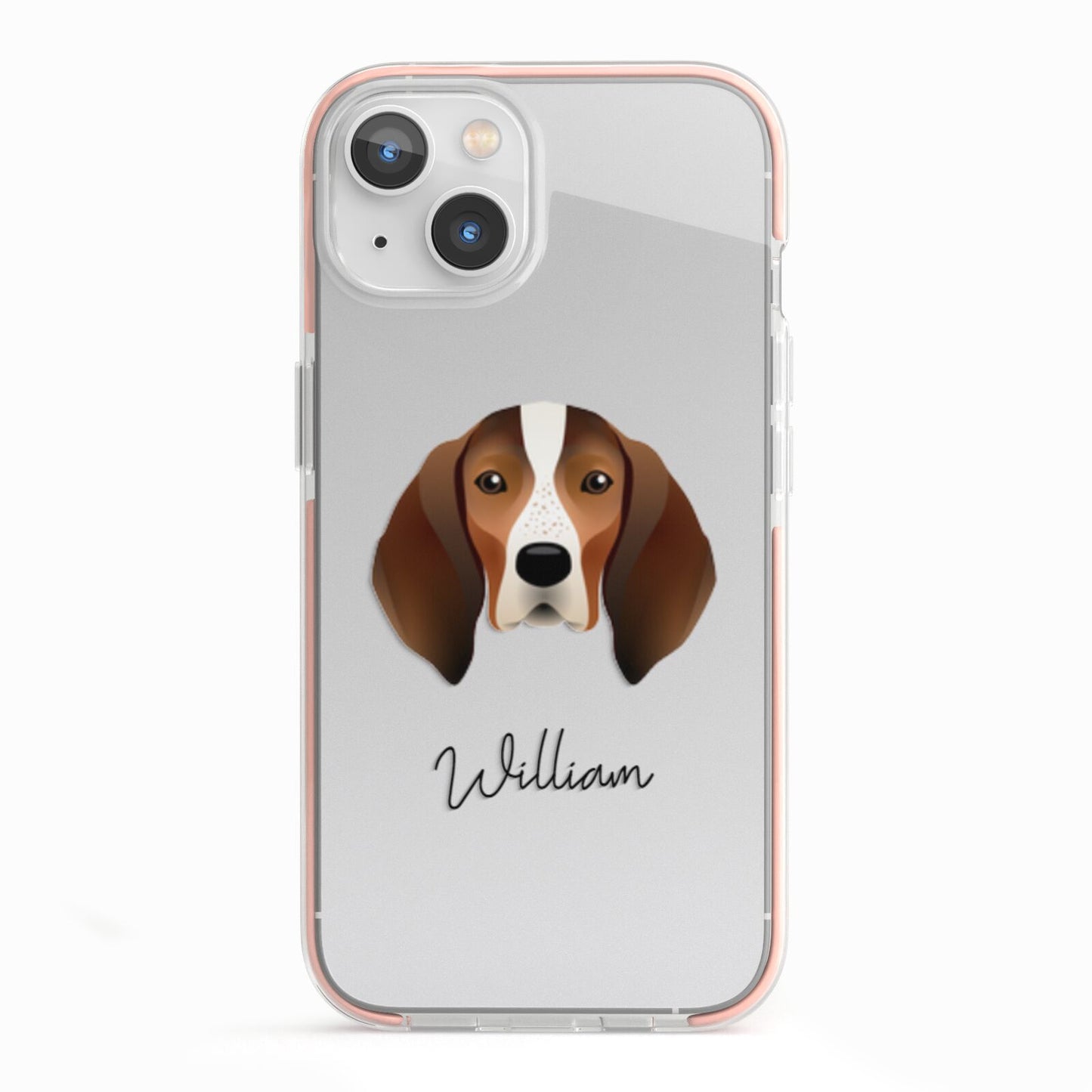 English Coonhound Personalised iPhone 13 TPU Impact Case with Pink Edges