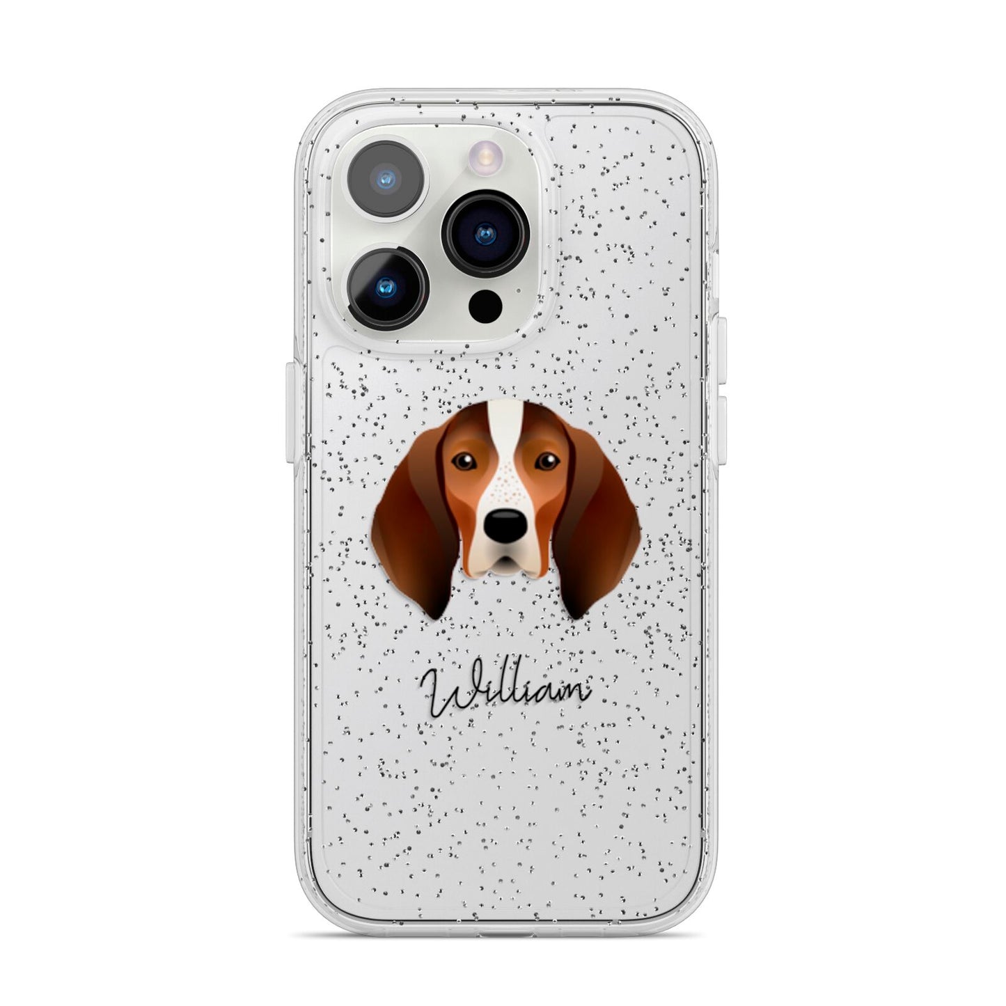 English Coonhound Personalised iPhone 14 Pro Glitter Tough Case Silver