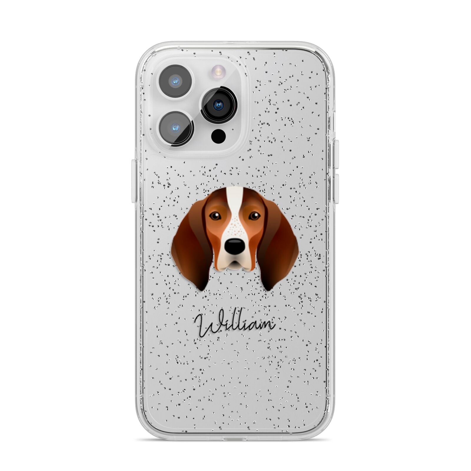English Coonhound Personalised iPhone 14 Pro Max Glitter Tough Case Silver