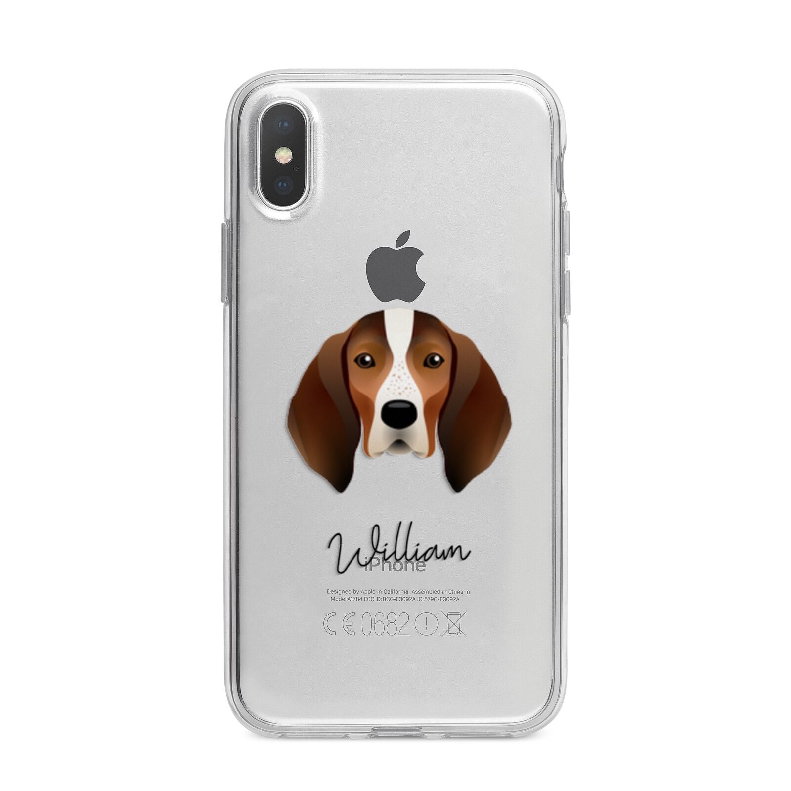 English Coonhound Personalised iPhone X Bumper Case on Silver iPhone Alternative Image 1