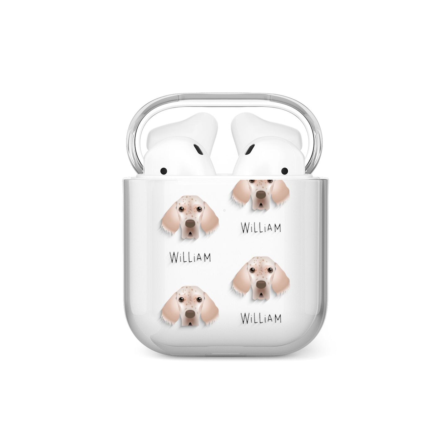 English Setter Icon with Name AirPods Case