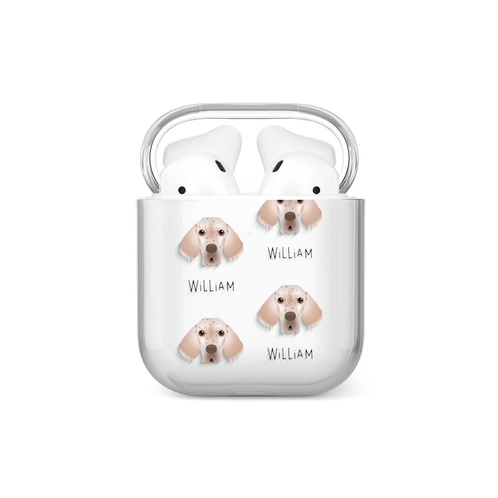 English Setter Icon with Name AirPods Case