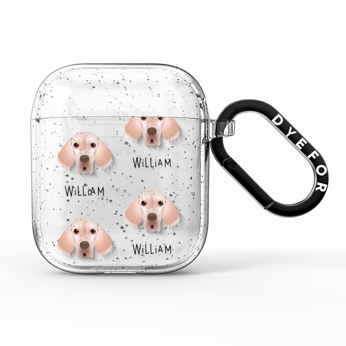English Setter Icon with Name AirPods Glitter Case