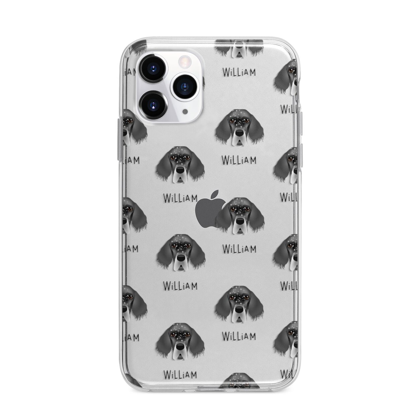 English Setter Icon with Name Apple iPhone 11 Pro in Silver with Bumper Case