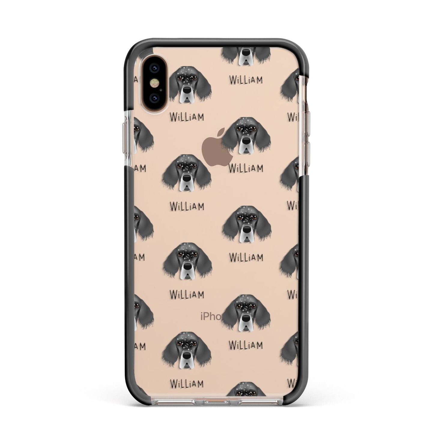 English Setter Icon with Name Apple iPhone Xs Max Impact Case Black Edge on Gold Phone