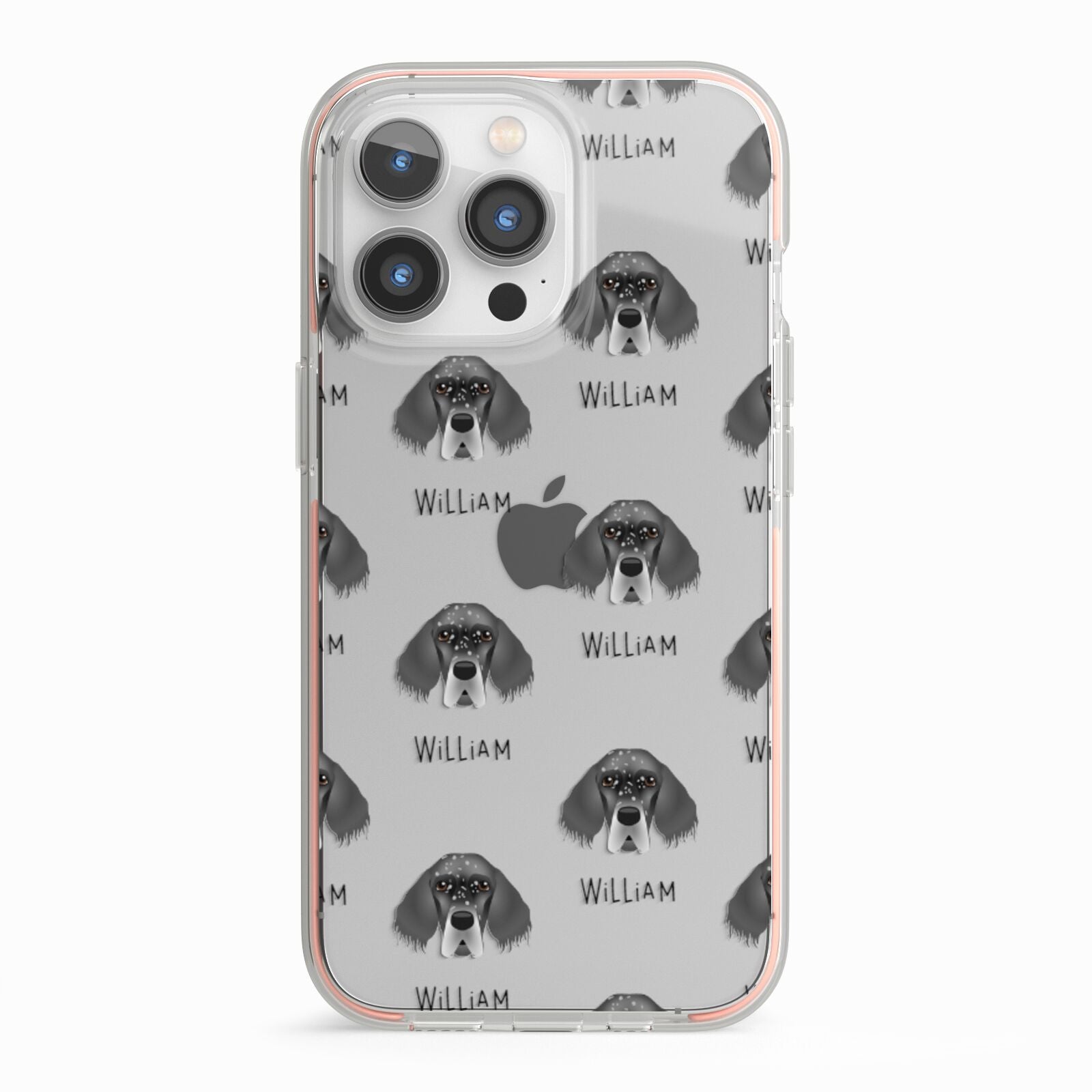 English Setter Icon with Name iPhone 13 Pro TPU Impact Case with Pink Edges