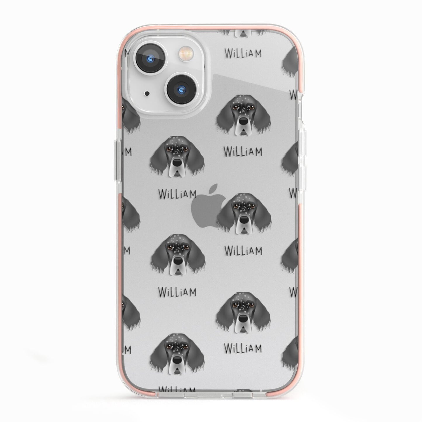 English Setter Icon with Name iPhone 13 TPU Impact Case with Pink Edges