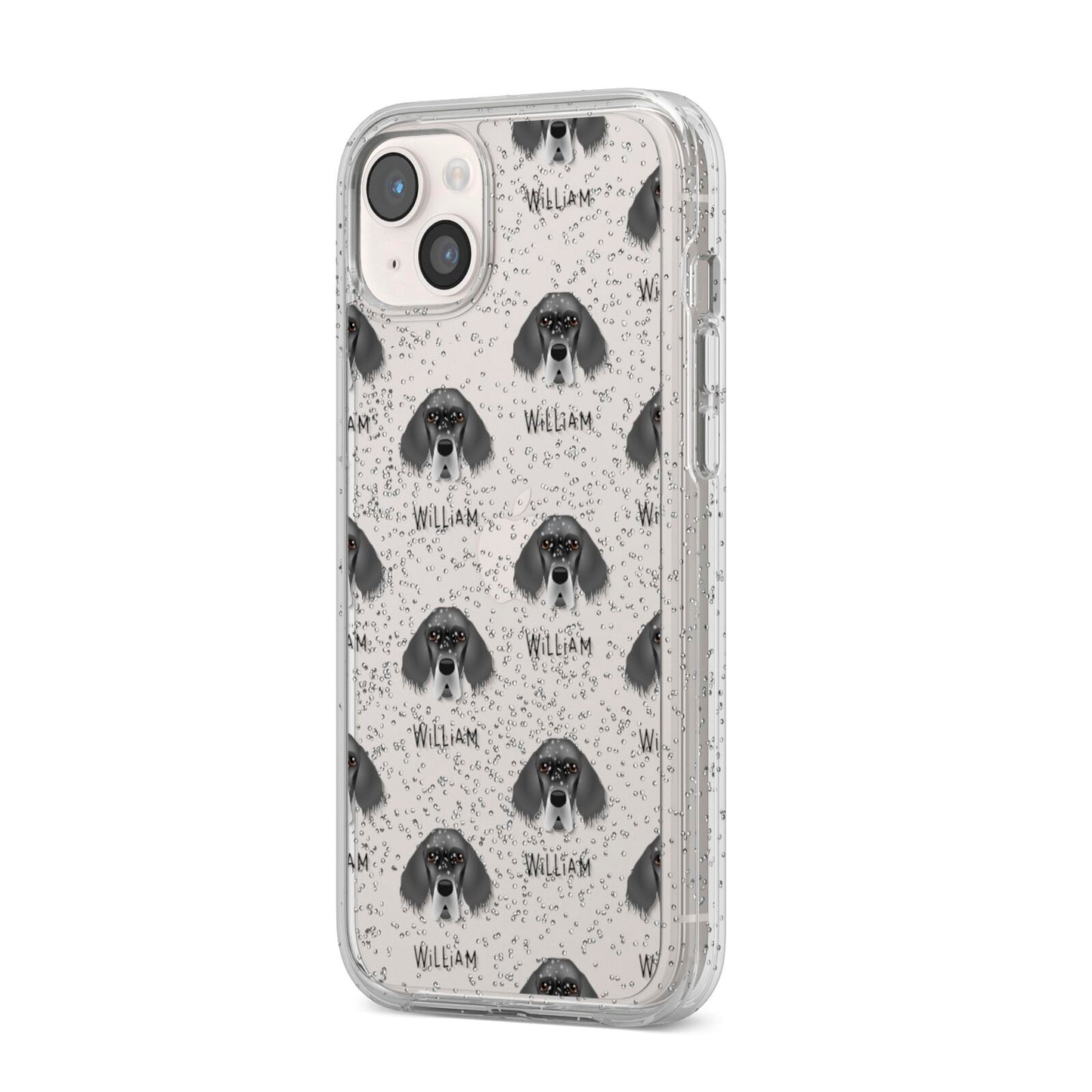 English Setter Icon with Name iPhone 14 Plus Glitter Tough Case Starlight Angled Image