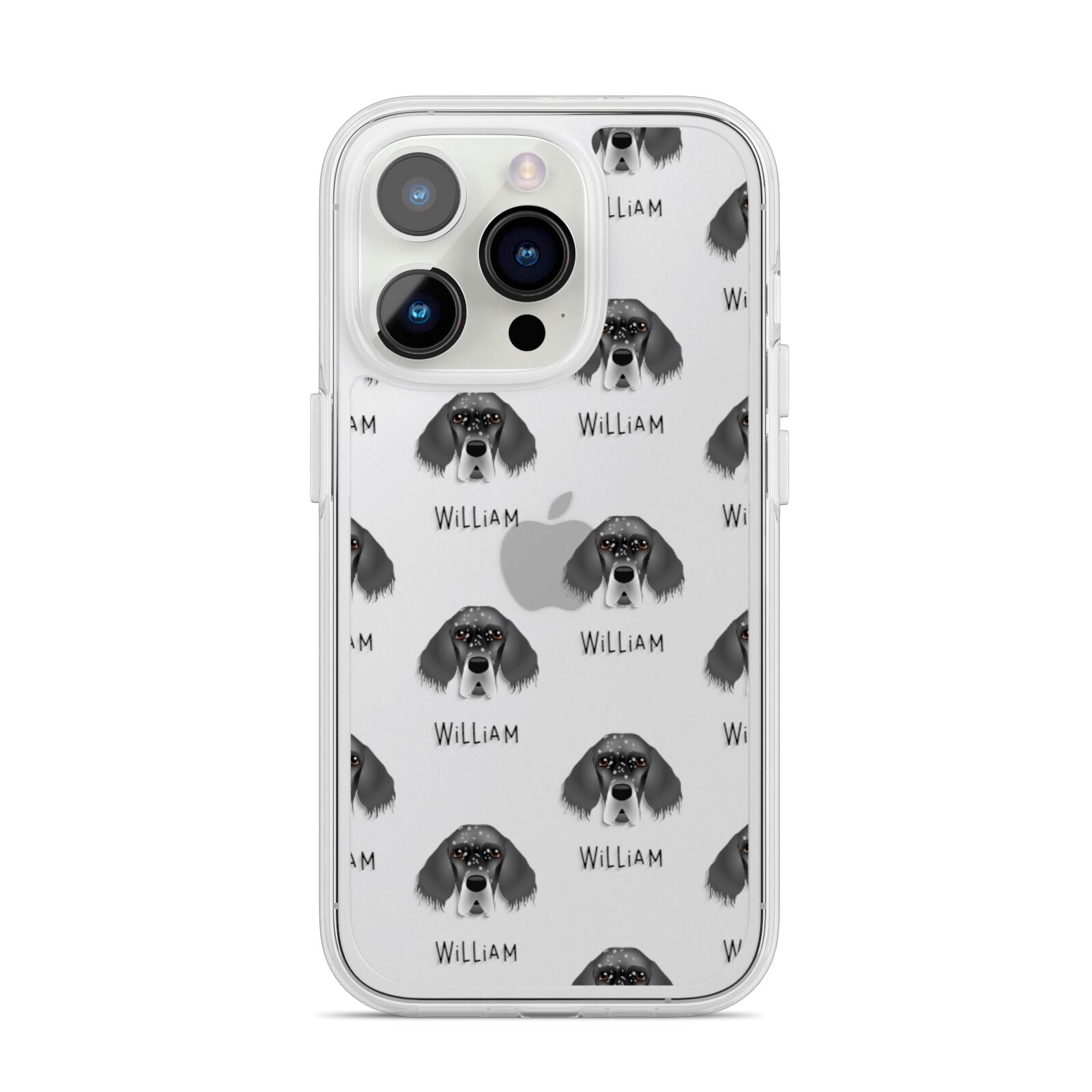 English Setter Icon with Name iPhone 14 Pro Clear Tough Case Silver