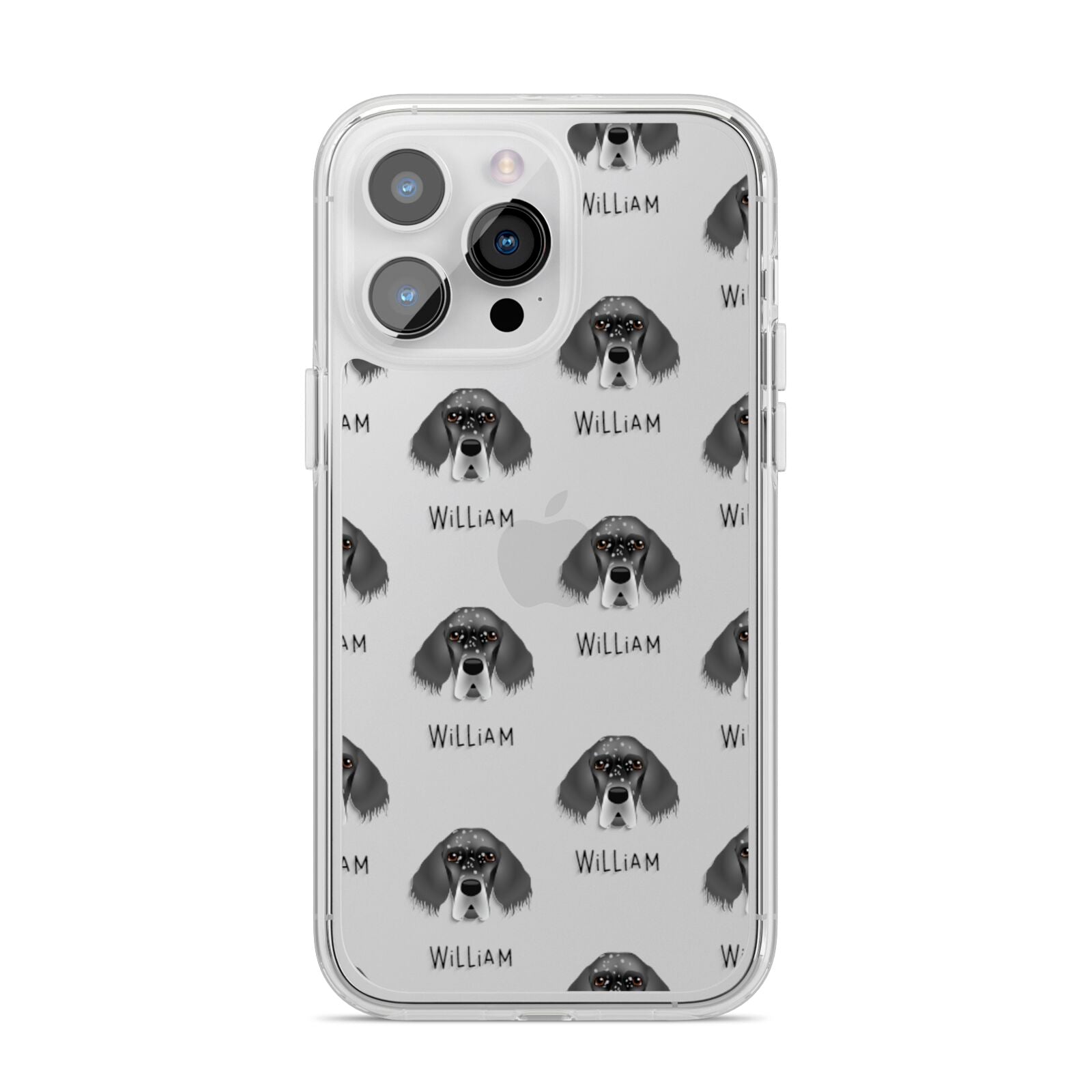 English Setter Icon with Name iPhone 14 Pro Max Clear Tough Case Silver