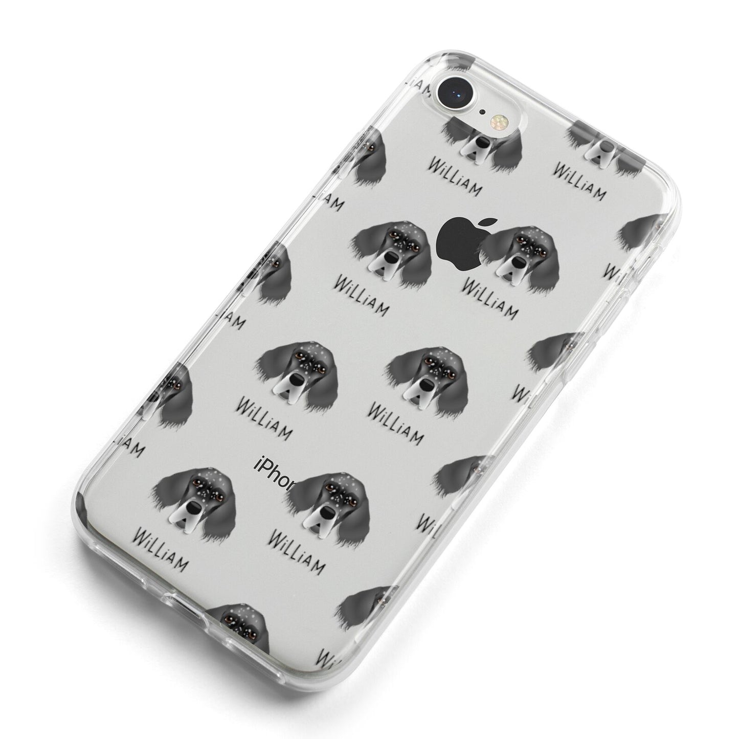 English Setter Icon with Name iPhone 8 Bumper Case on Silver iPhone Alternative Image