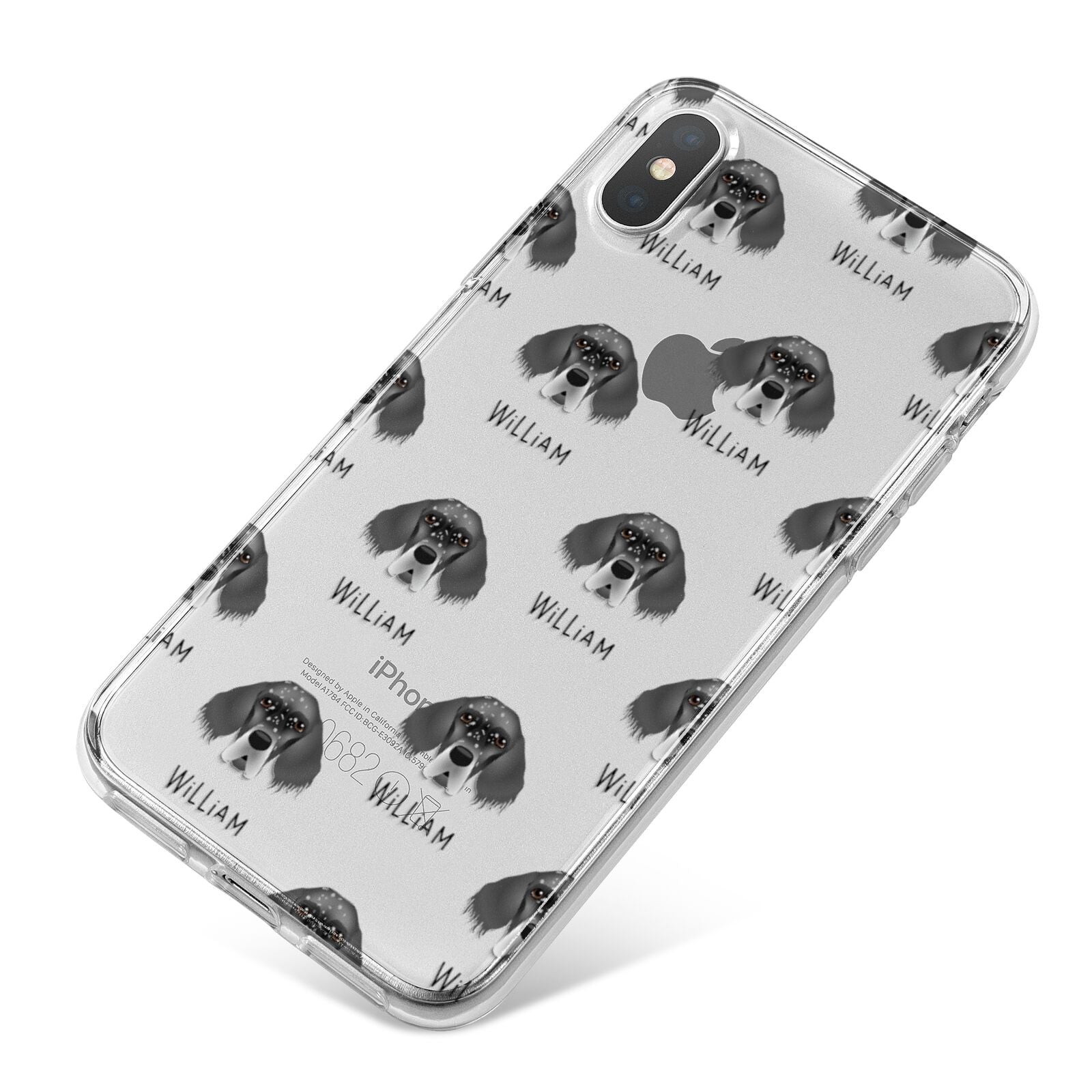 English Setter Icon with Name iPhone X Bumper Case on Silver iPhone