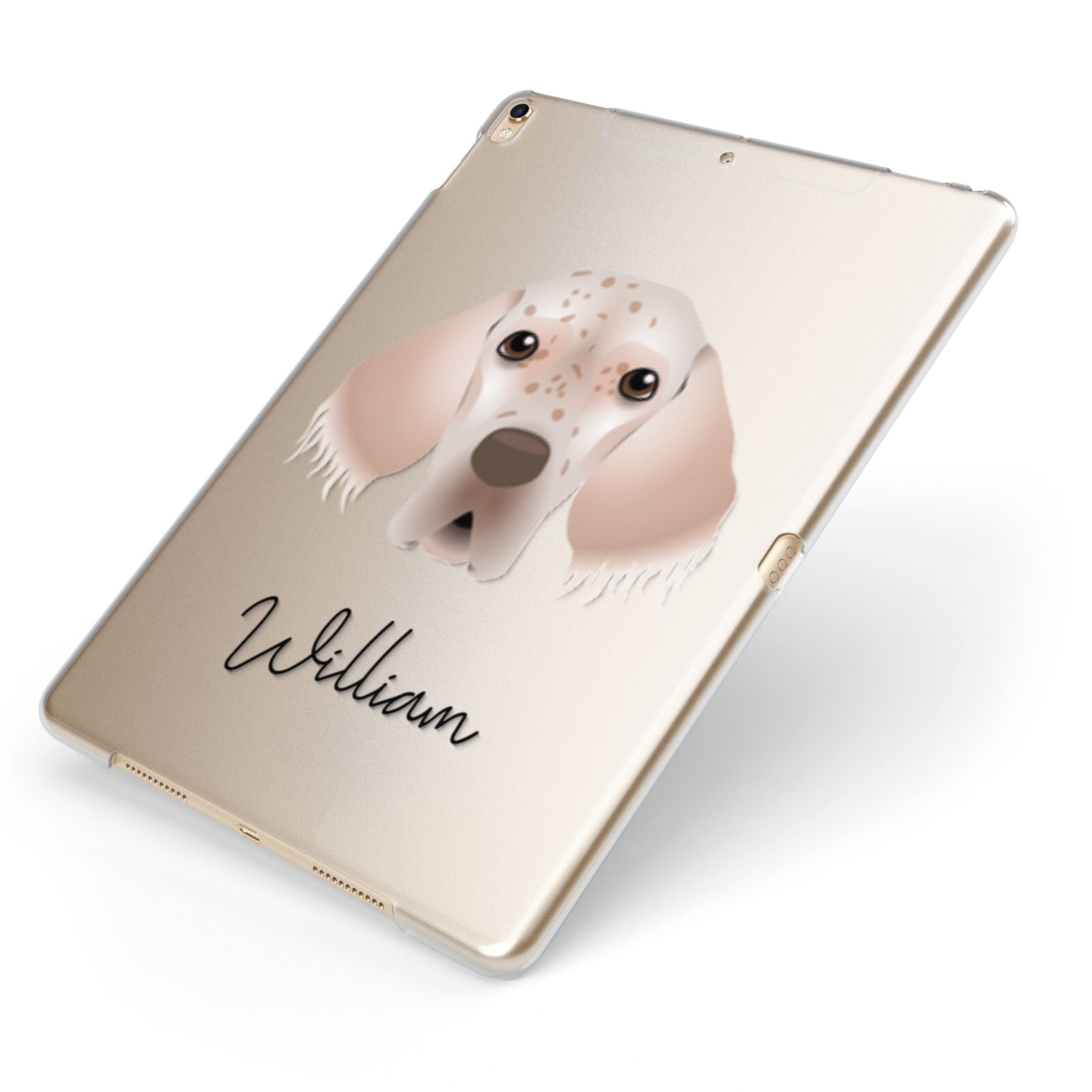 English Setter Personalised Apple iPad Case on Gold iPad Side View