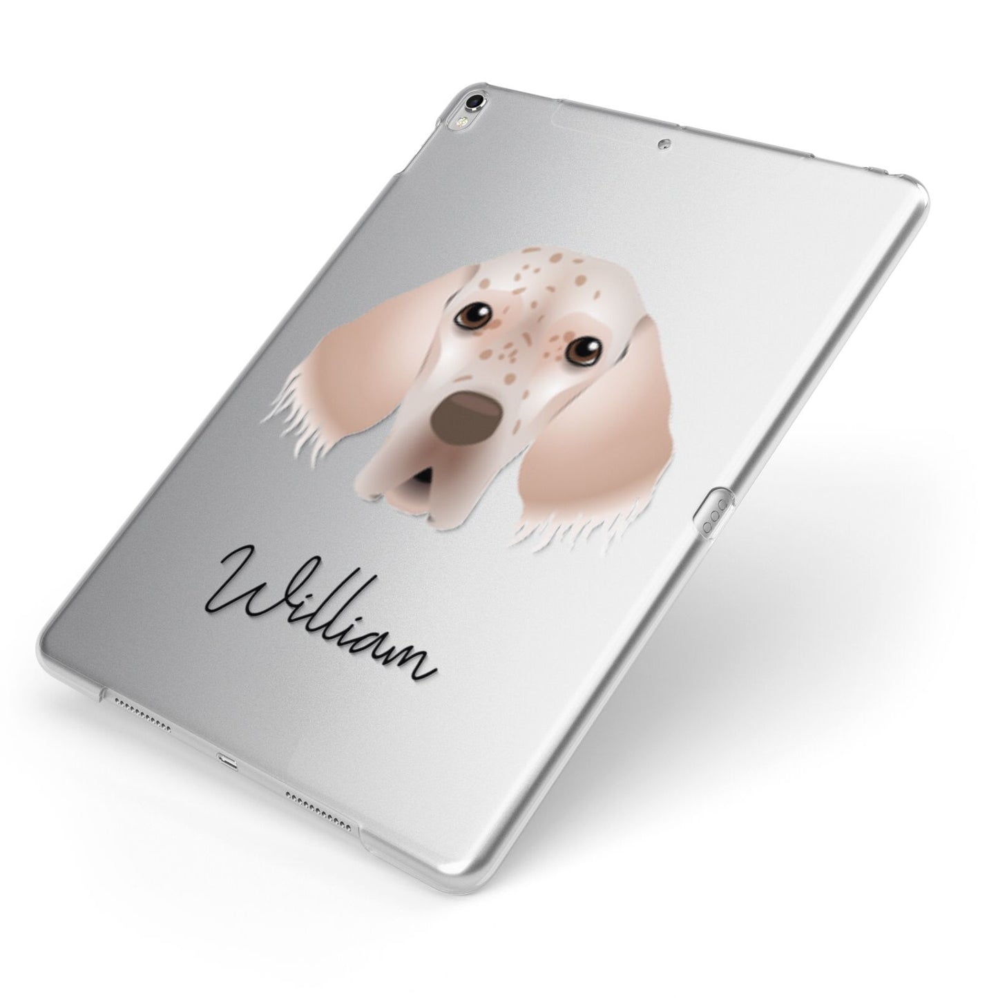 English Setter Personalised Apple iPad Case on Silver iPad Side View