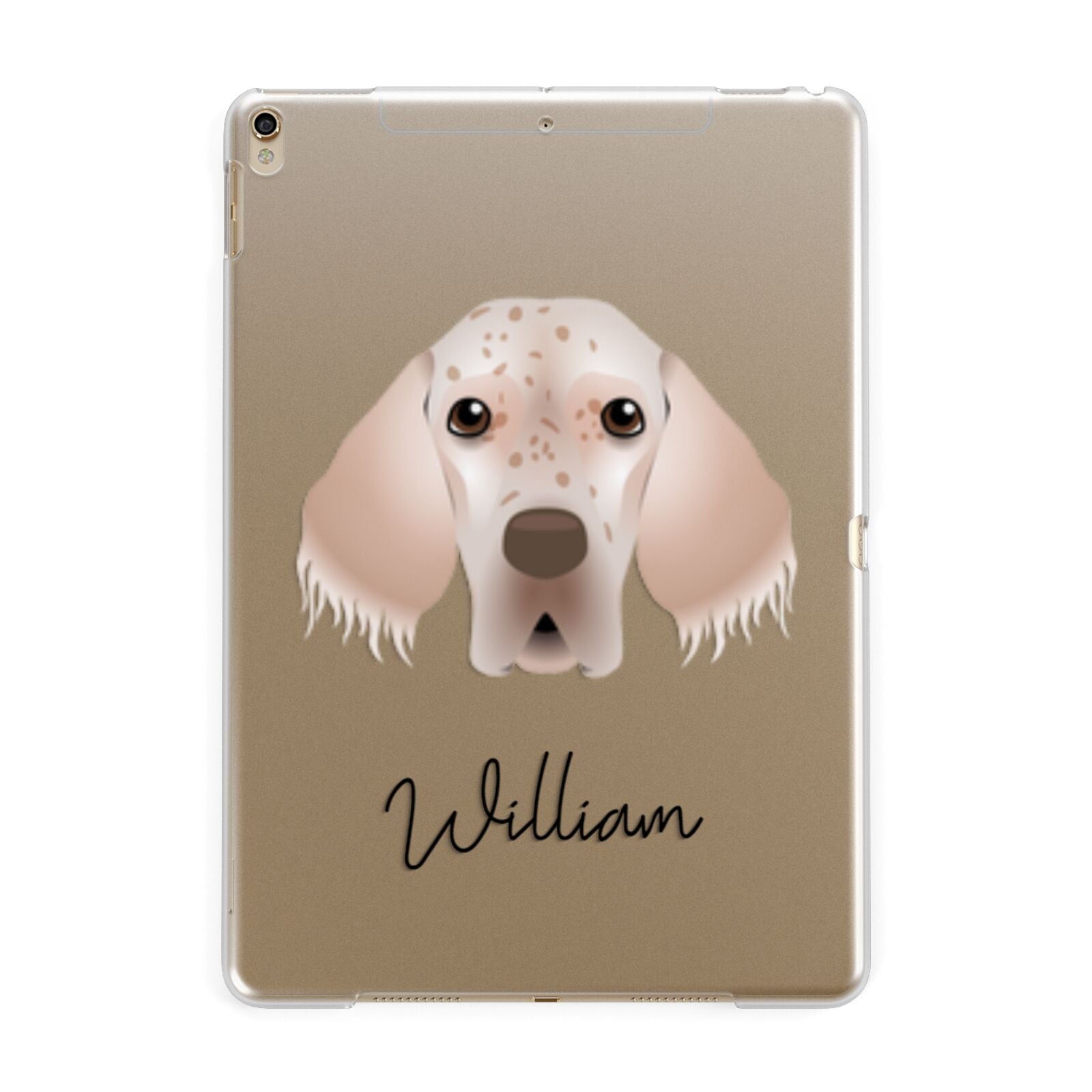 English Setter Personalised Apple iPad Gold Case