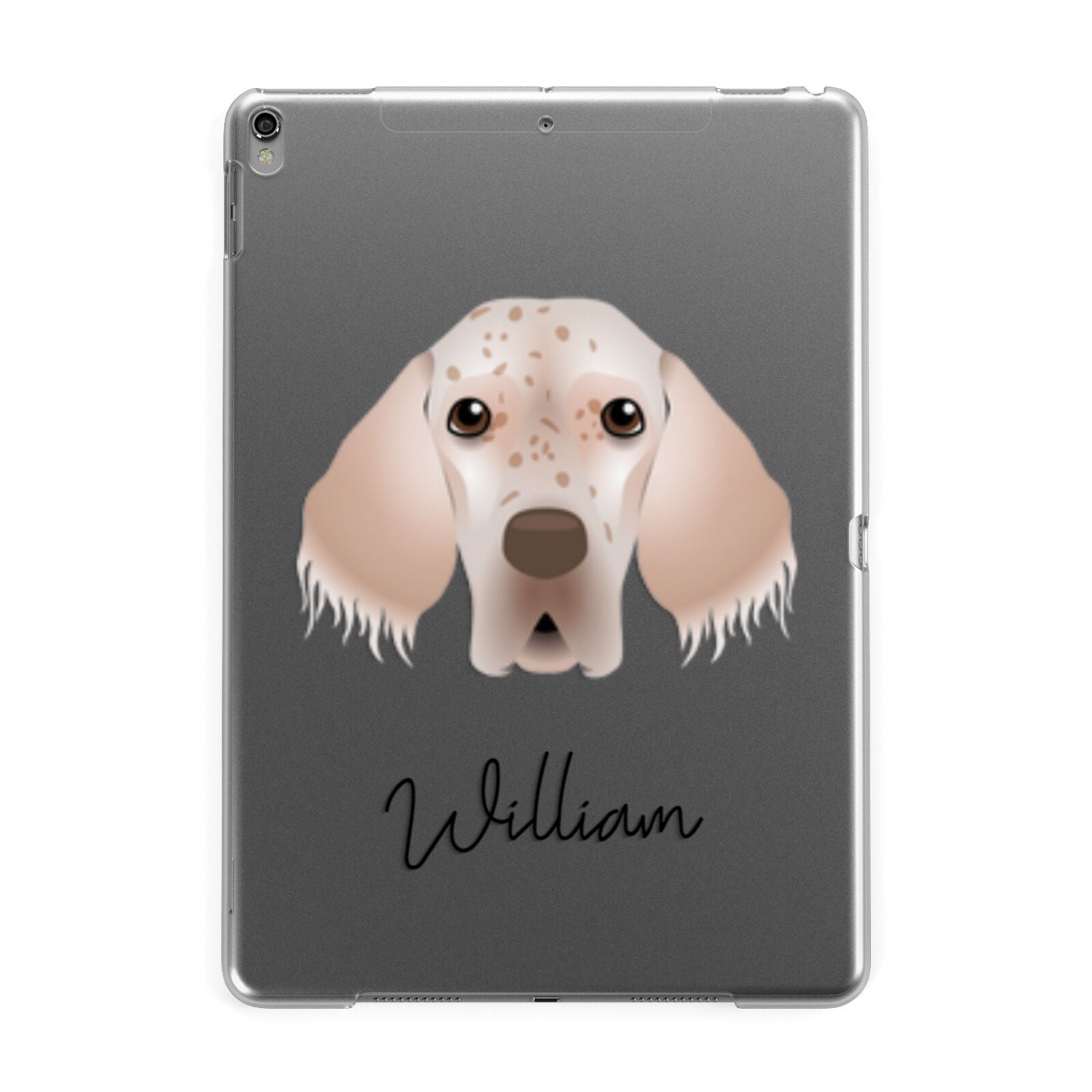 English Setter Personalised Apple iPad Grey Case