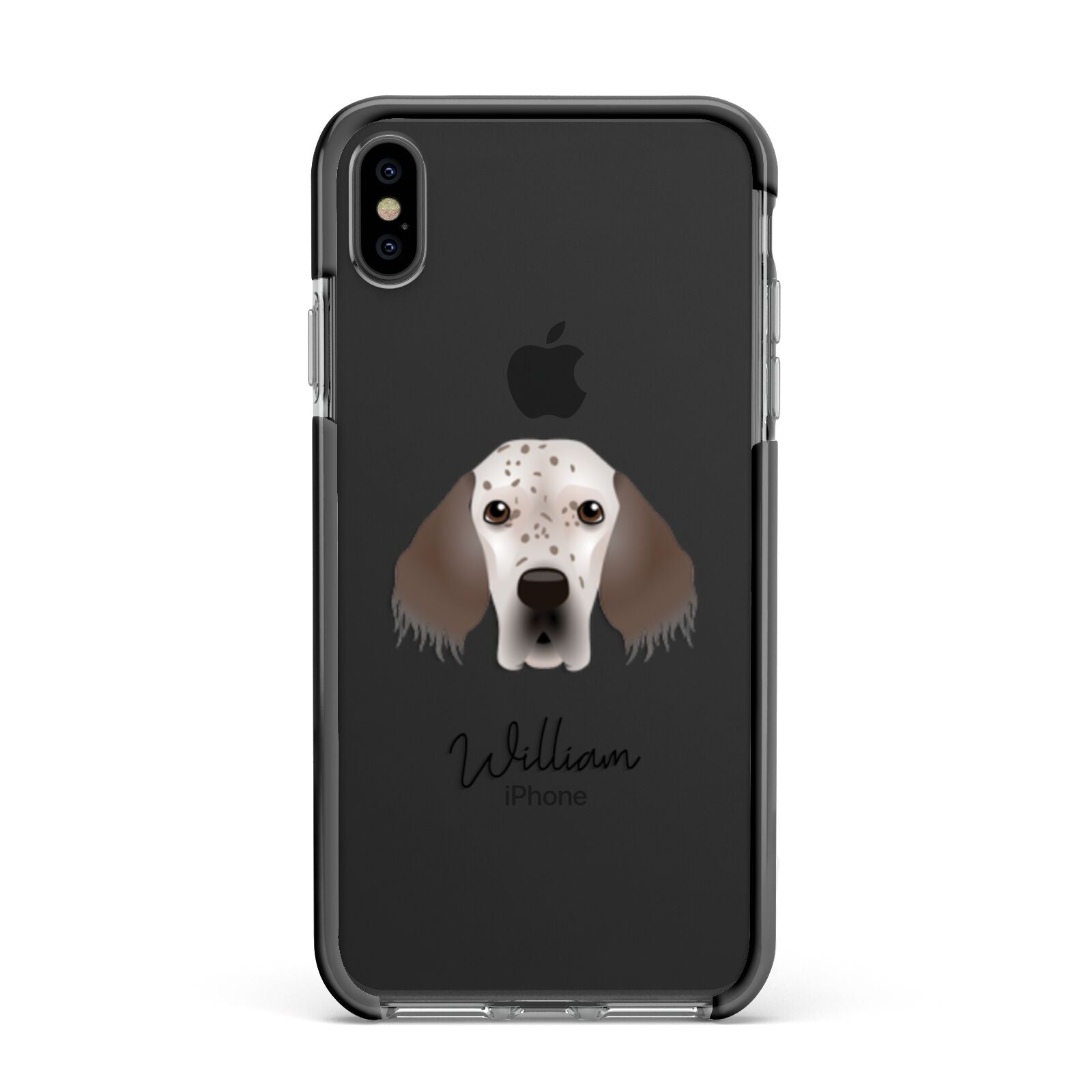 English Setter Personalised Apple iPhone Xs Max Impact Case Black Edge on Black Phone