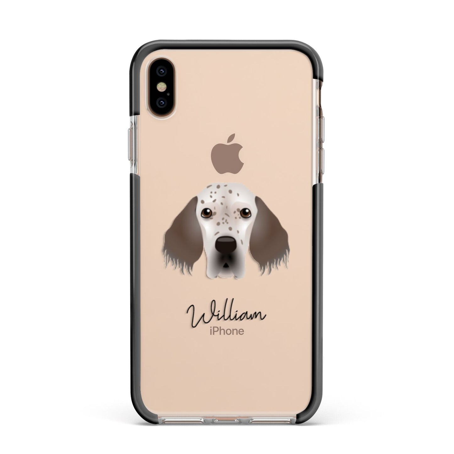 English Setter Personalised Apple iPhone Xs Max Impact Case Black Edge on Gold Phone