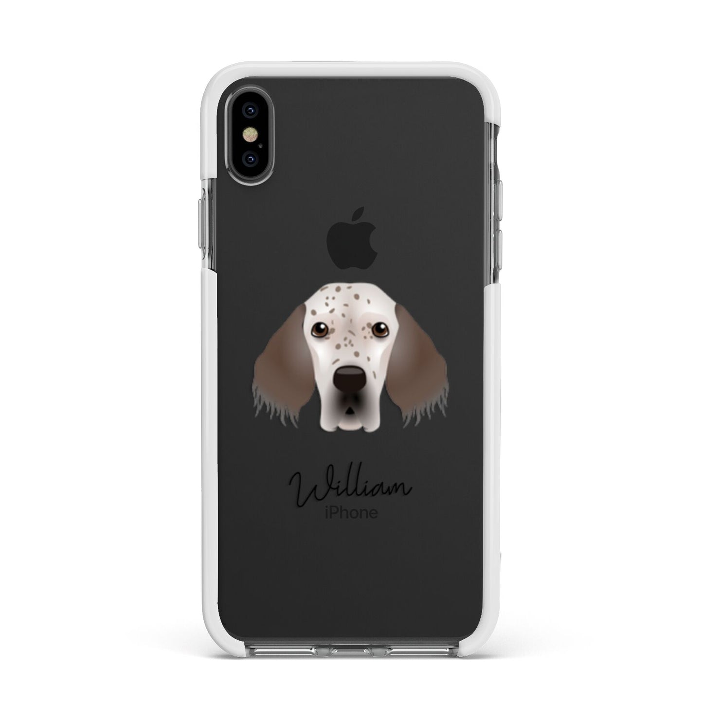 English Setter Personalised Apple iPhone Xs Max Impact Case White Edge on Black Phone