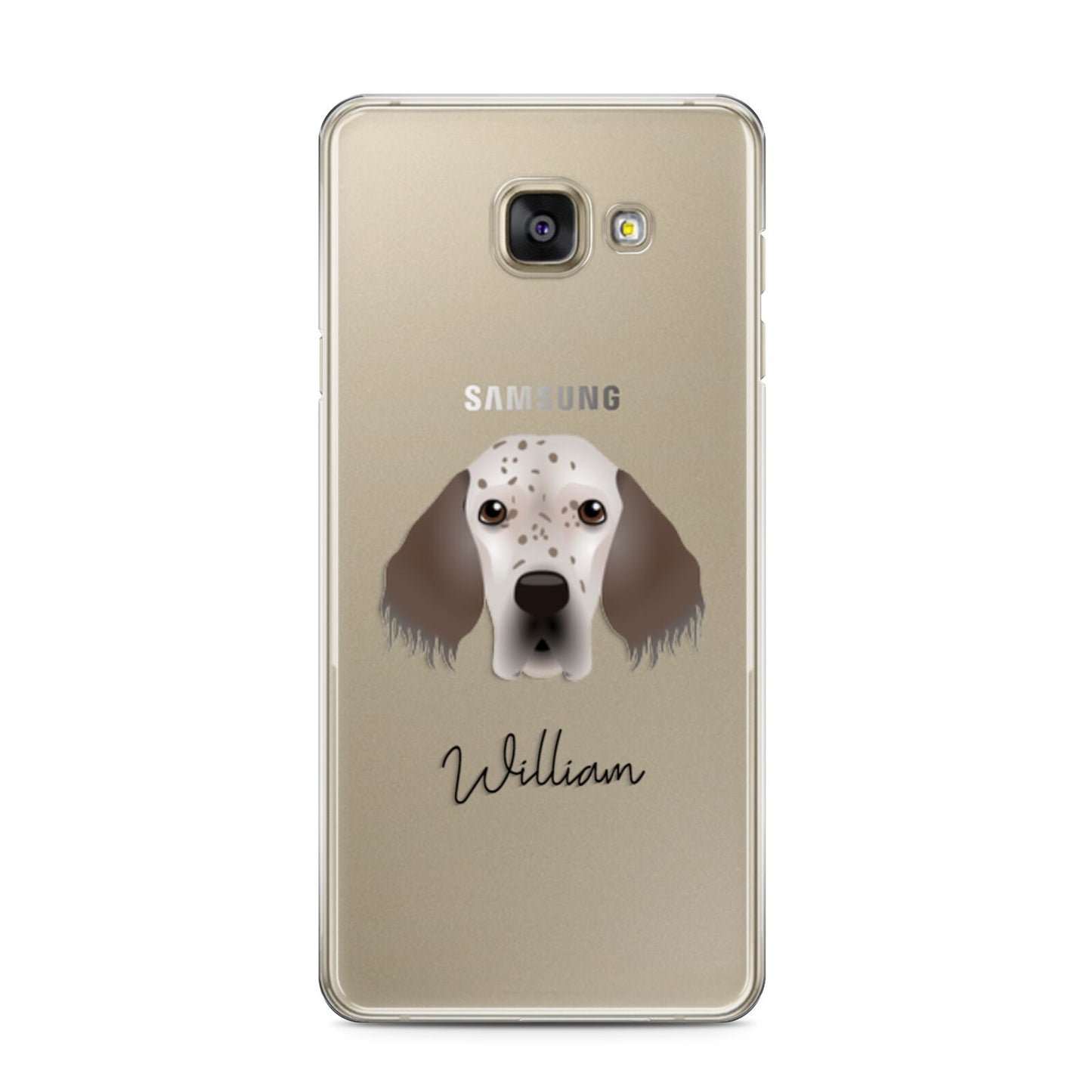 English Setter Personalised Samsung Galaxy A3 2016 Case on gold phone