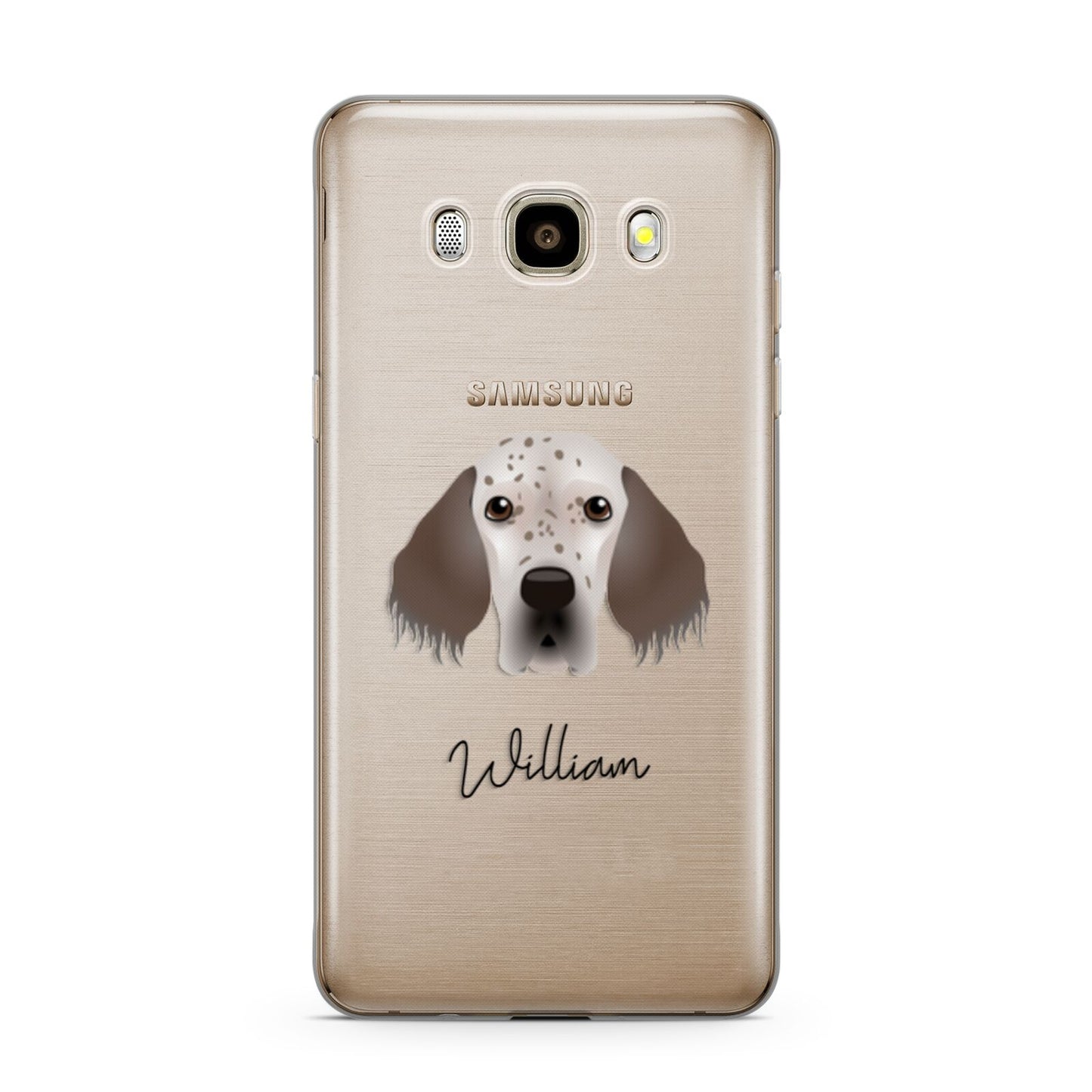 English Setter Personalised Samsung Galaxy J7 2016 Case on gold phone