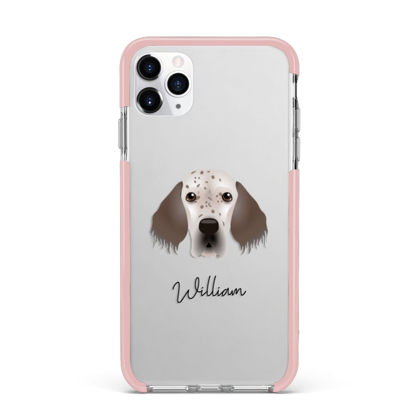 English Setter Personalised iPhone 11 Pro Max Impact Pink Edge Case