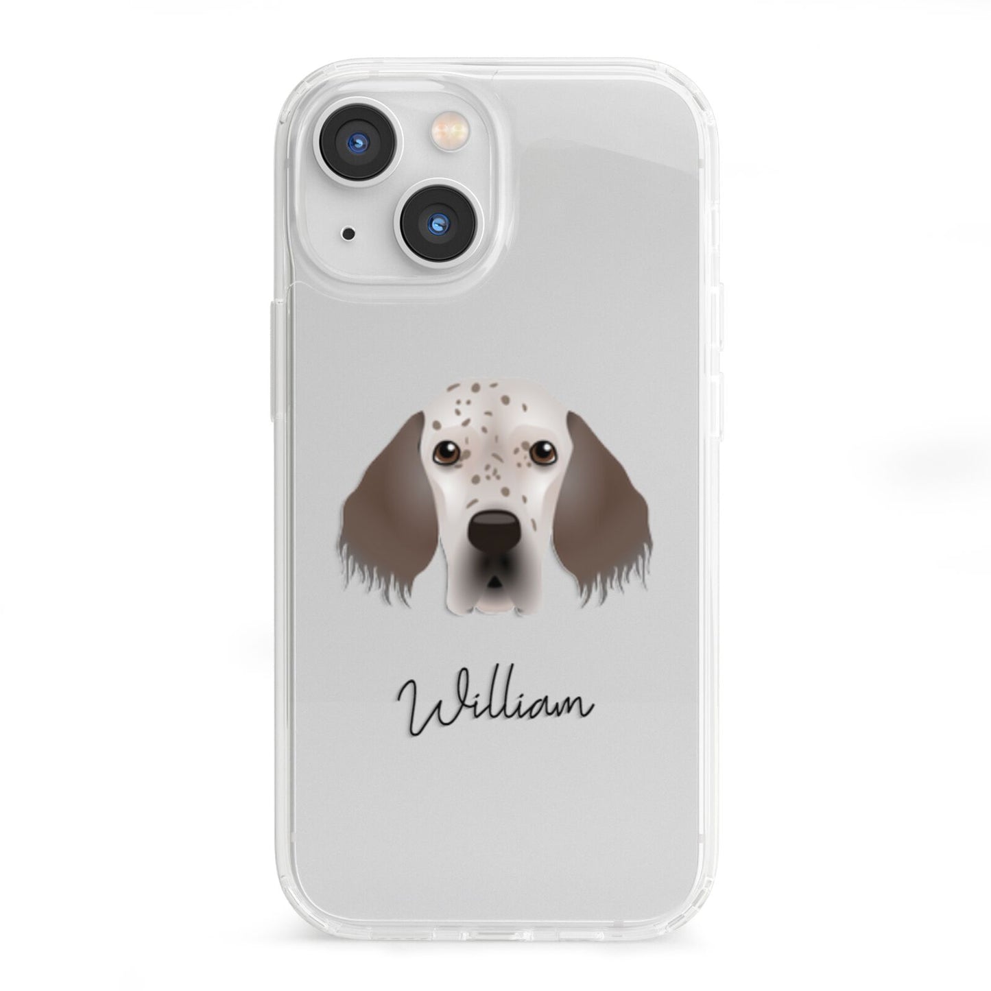 English Setter Personalised iPhone 13 Mini Clear Bumper Case