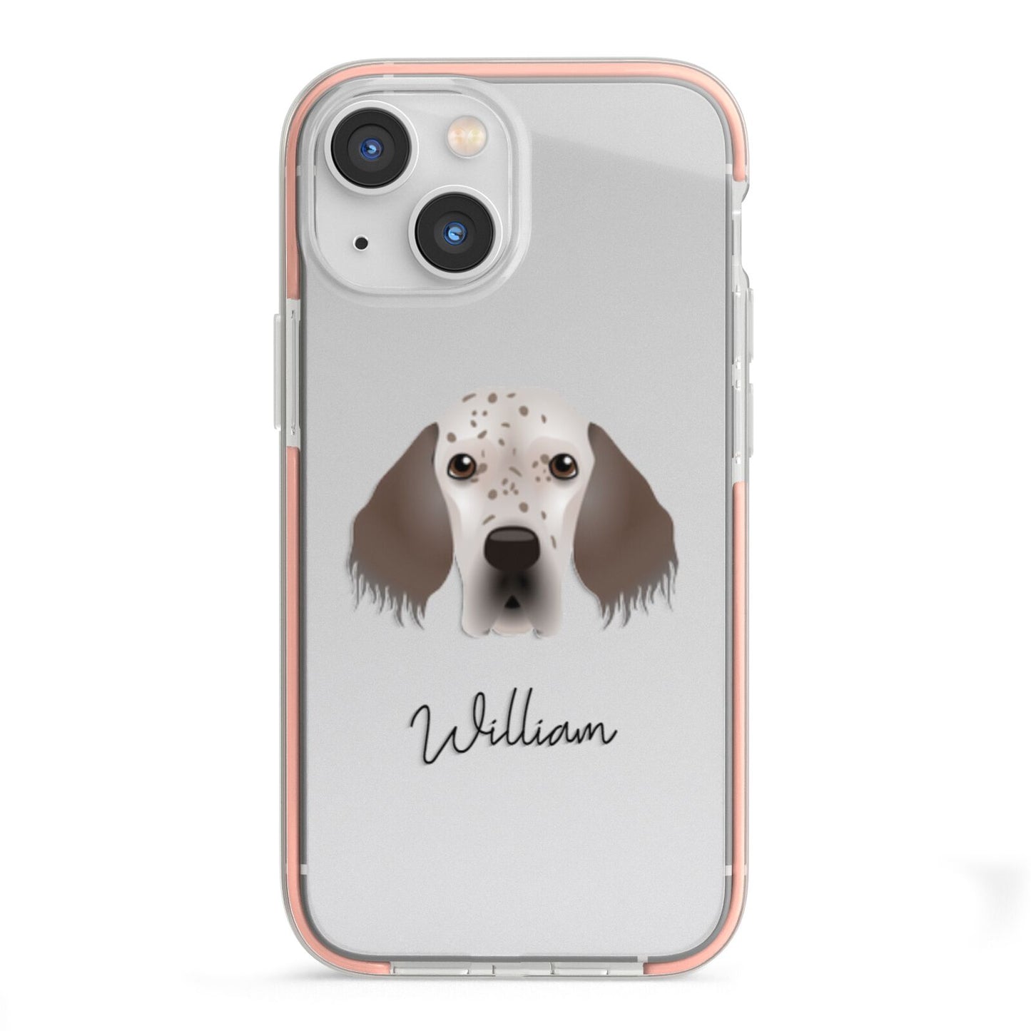 English Setter Personalised iPhone 13 Mini TPU Impact Case with Pink Edges