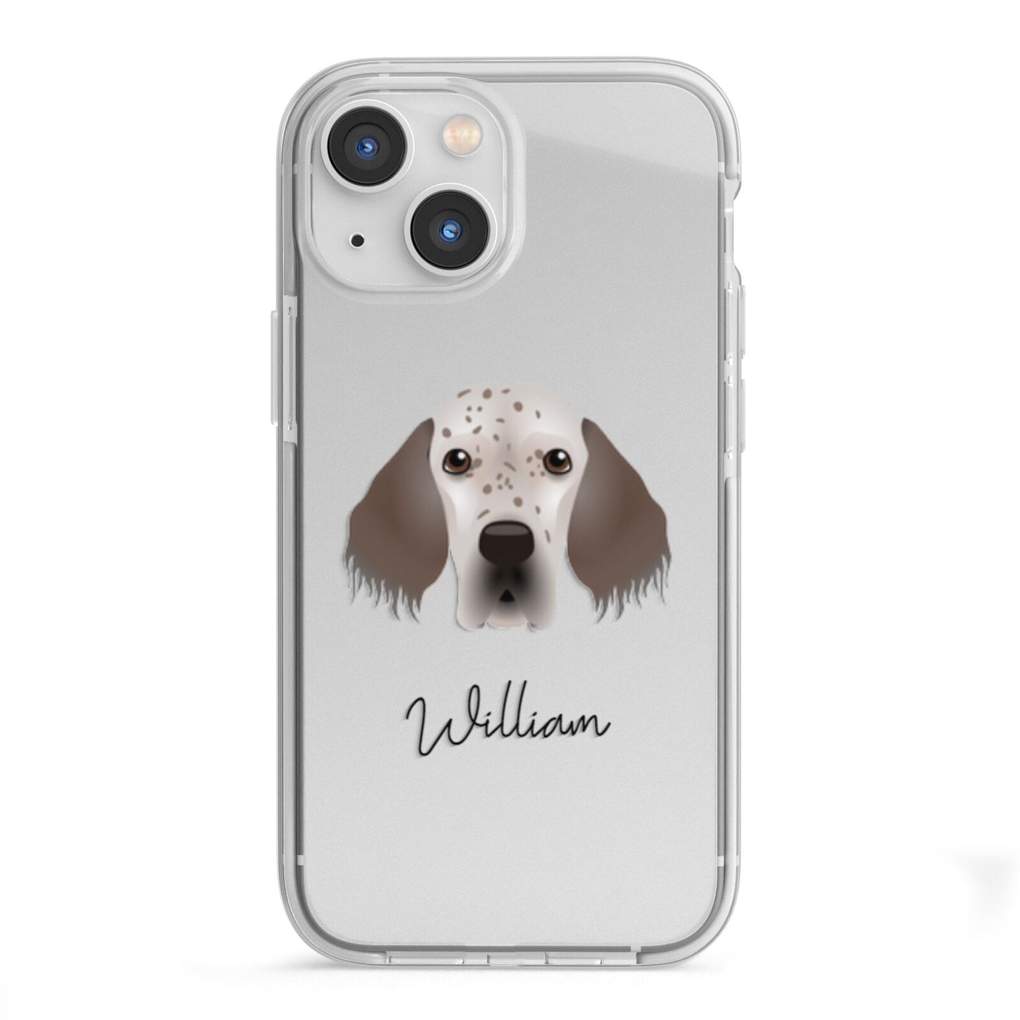 English Setter Personalised iPhone 13 Mini TPU Impact Case with White Edges