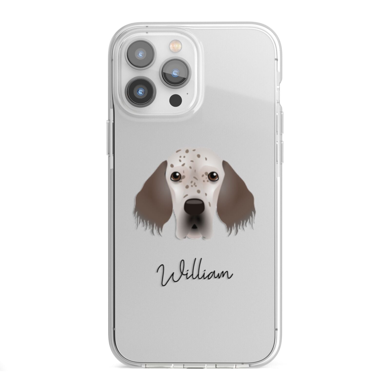 English Setter Personalised iPhone 13 Pro Max TPU Impact Case with White Edges