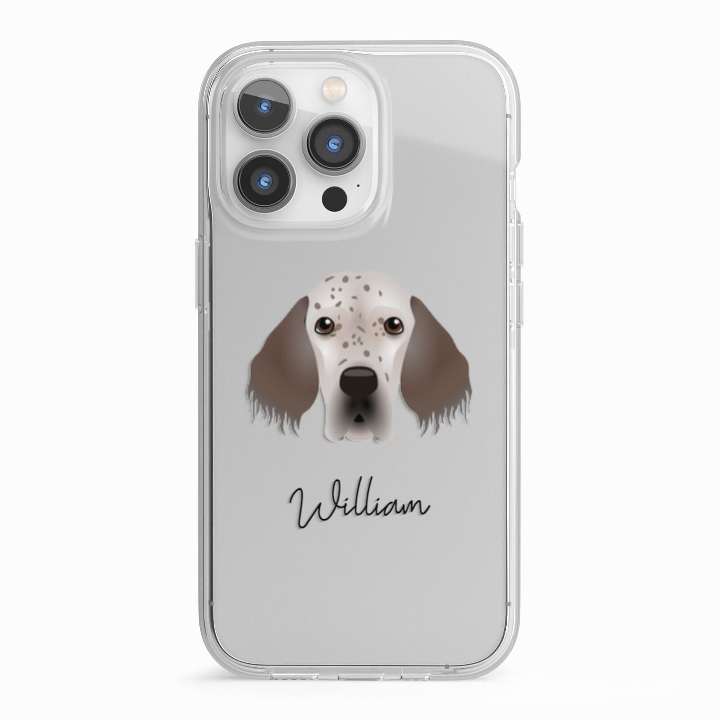 English Setter Personalised iPhone 13 Pro TPU Impact Case with White Edges