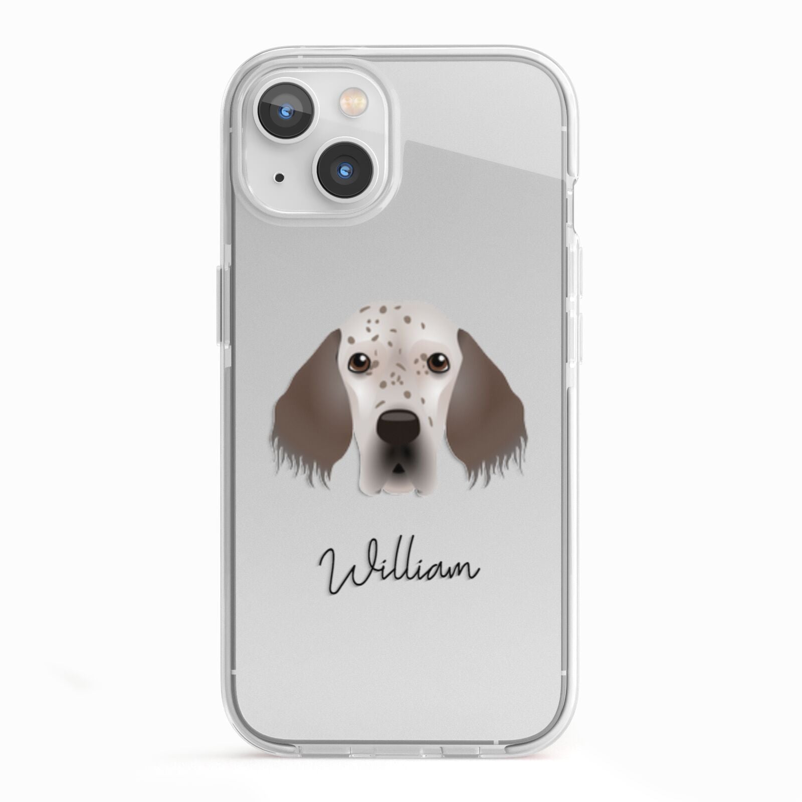 English Setter Personalised iPhone 13 TPU Impact Case with White Edges