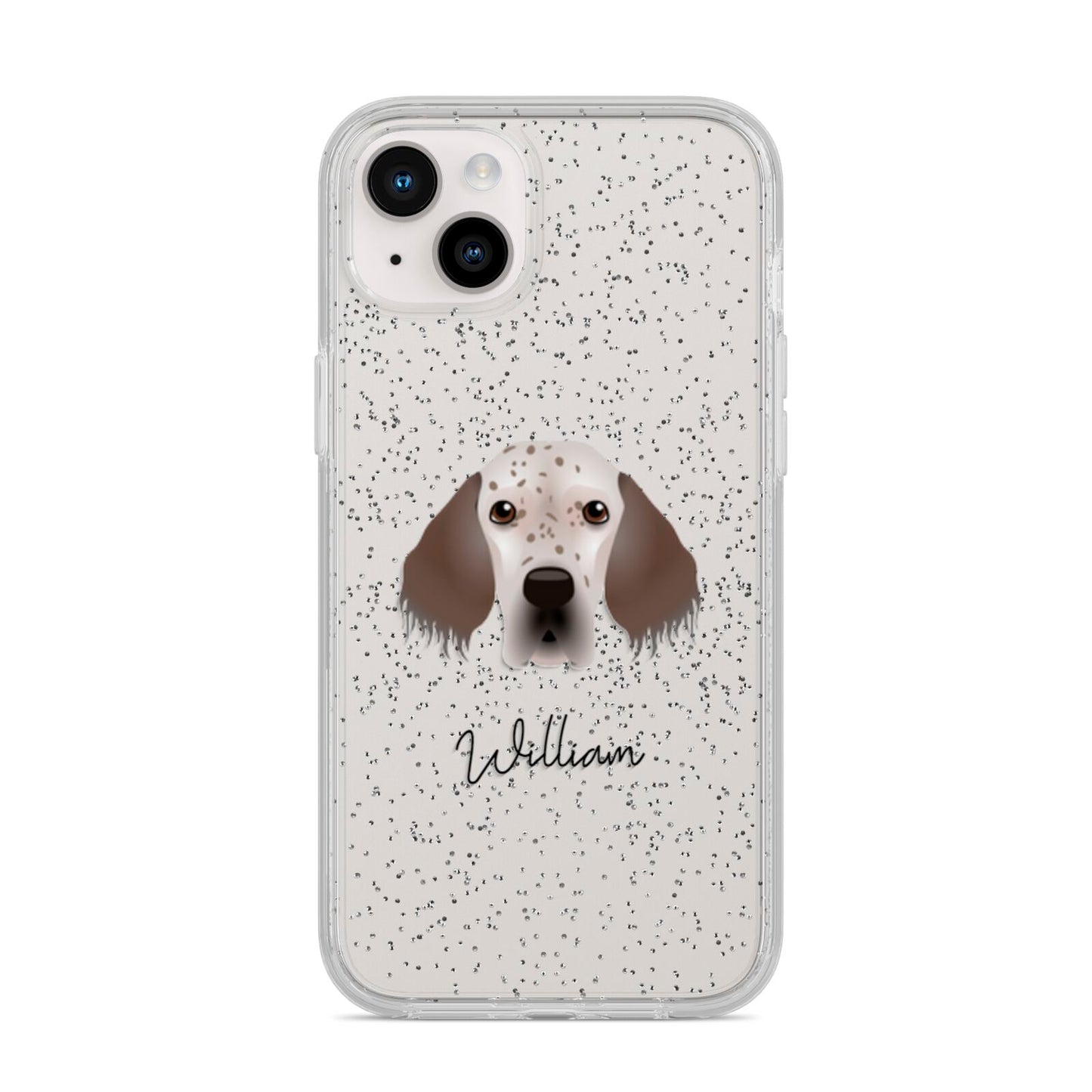 English Setter Personalised iPhone 14 Plus Glitter Tough Case Starlight