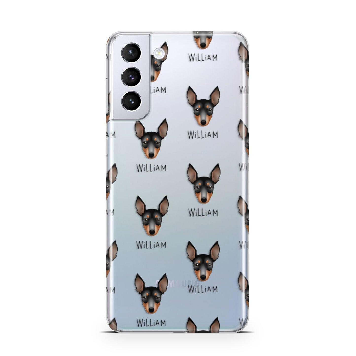 English Toy Terrier Icon with Name Samsung S21 Plus Phone Case