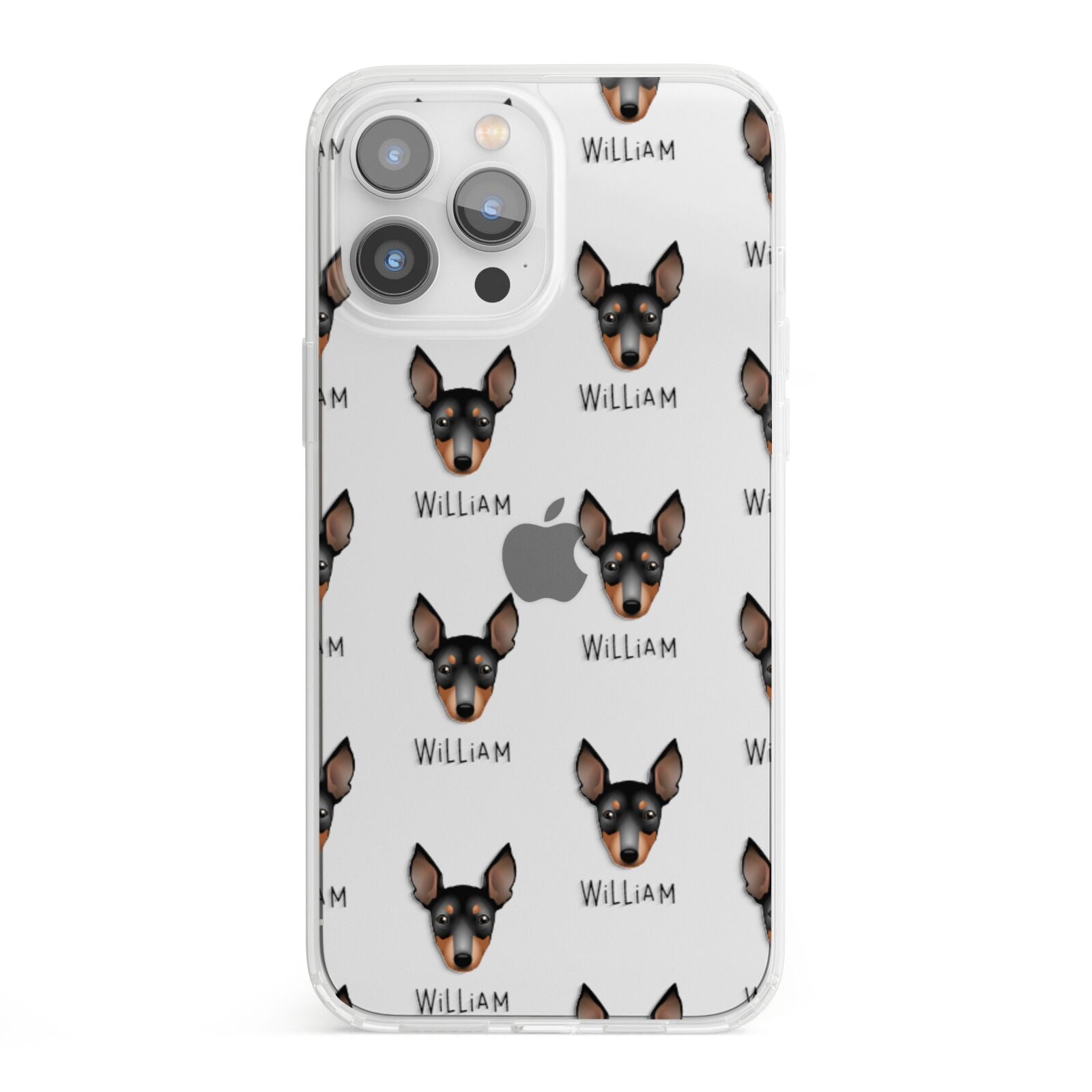 English Toy Terrier Icon with Name iPhone 13 Pro Max Clear Bumper Case